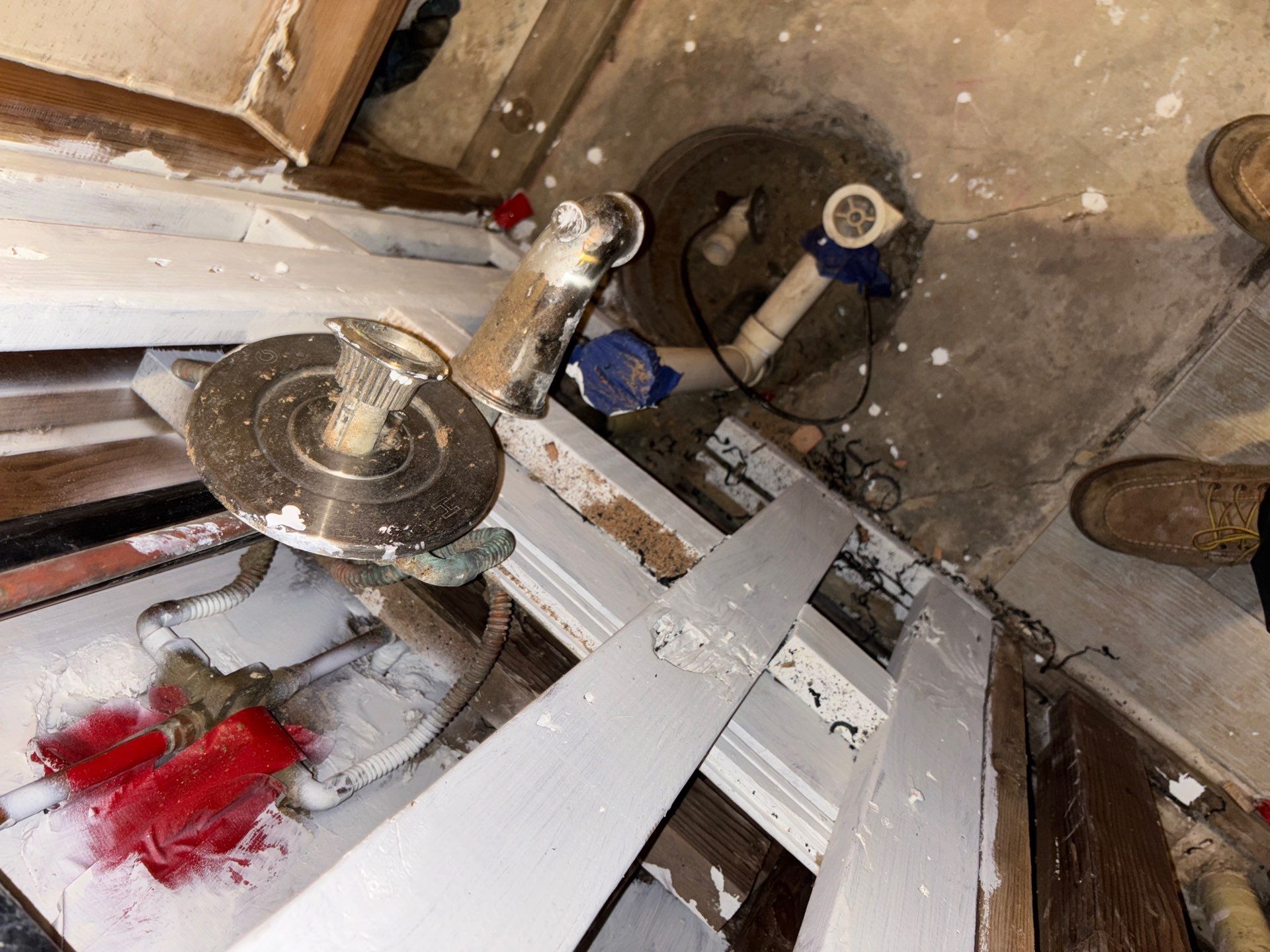Shower Tub Installation with Underground Plumbing by Us Plumbing 