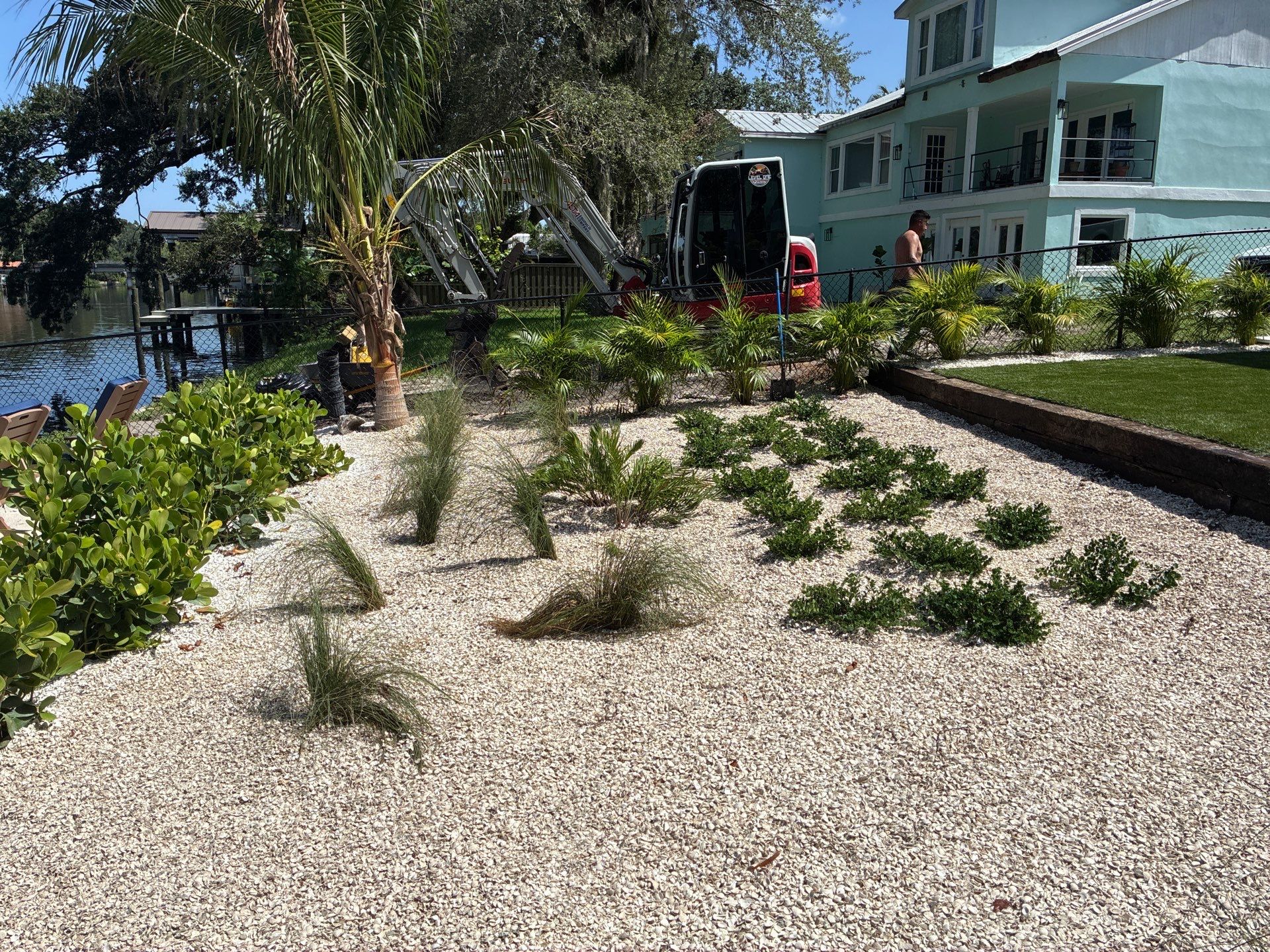 Grading back yard oasis by Level One Grading