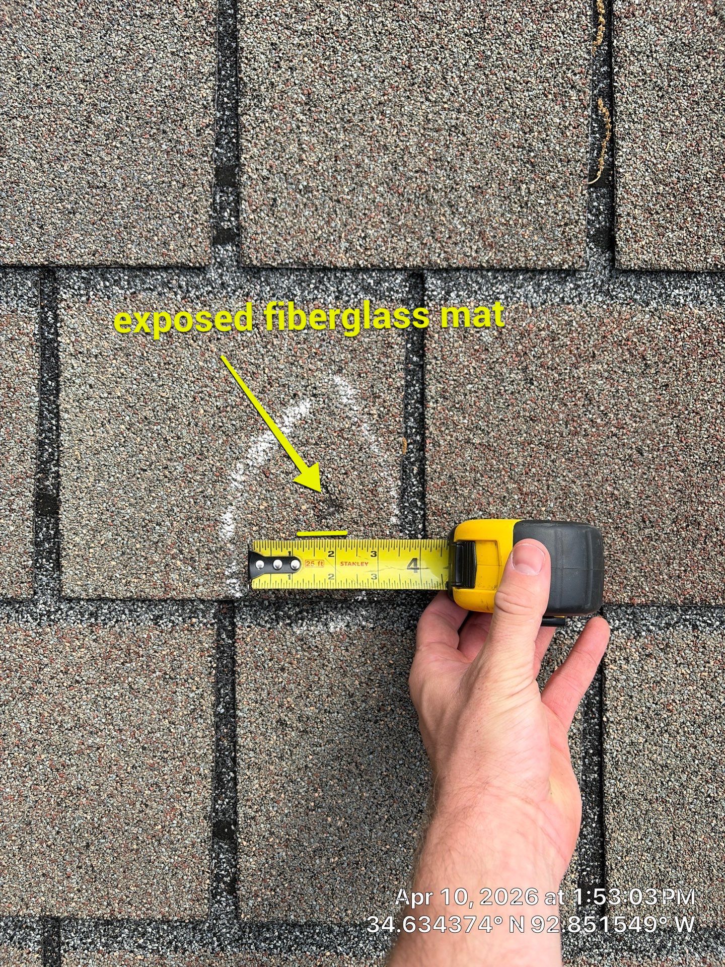 Shingle Roof Damage Assessment in Hot Springs Village by Temple Roofing and Exteriors