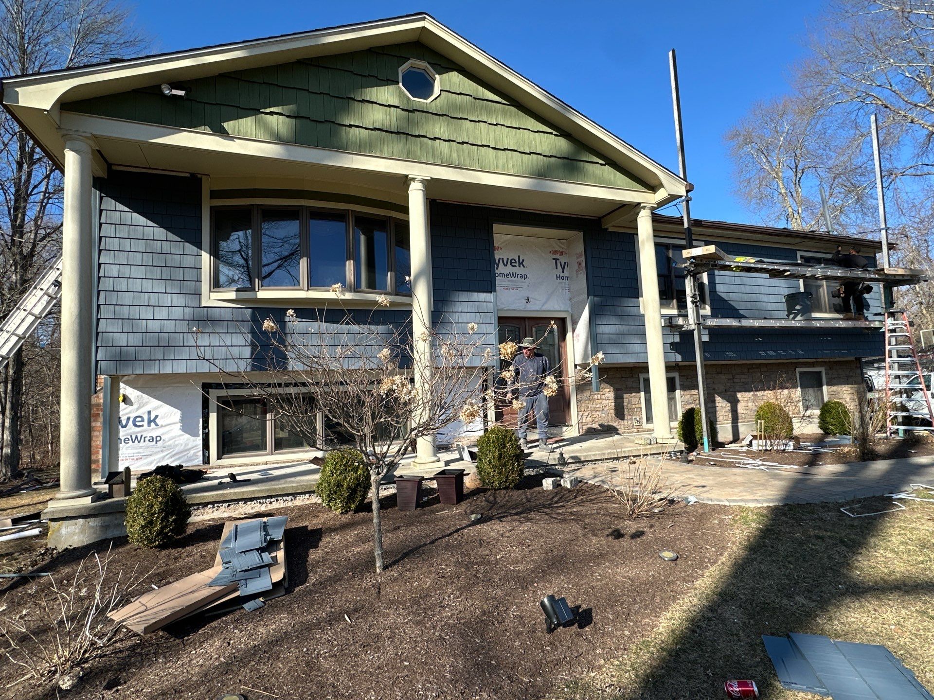 Residential Roofing Installation using Owens Corning Duration Driftwood Siding Installation Using Cedar Impressions Pacific Blue by A Plus Exterior