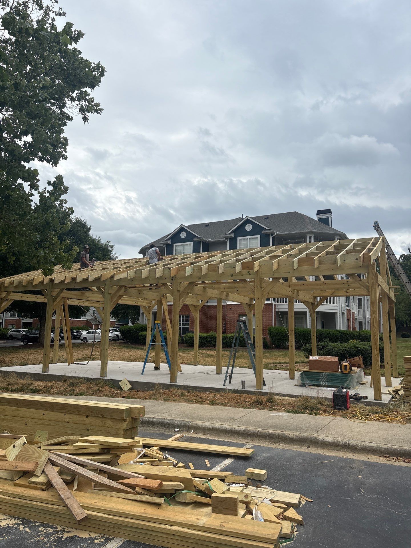 Custom Timber Frame Pavilion for Cluster Mailbox Units in Raleigh by Billy Weatherspoon Contractor