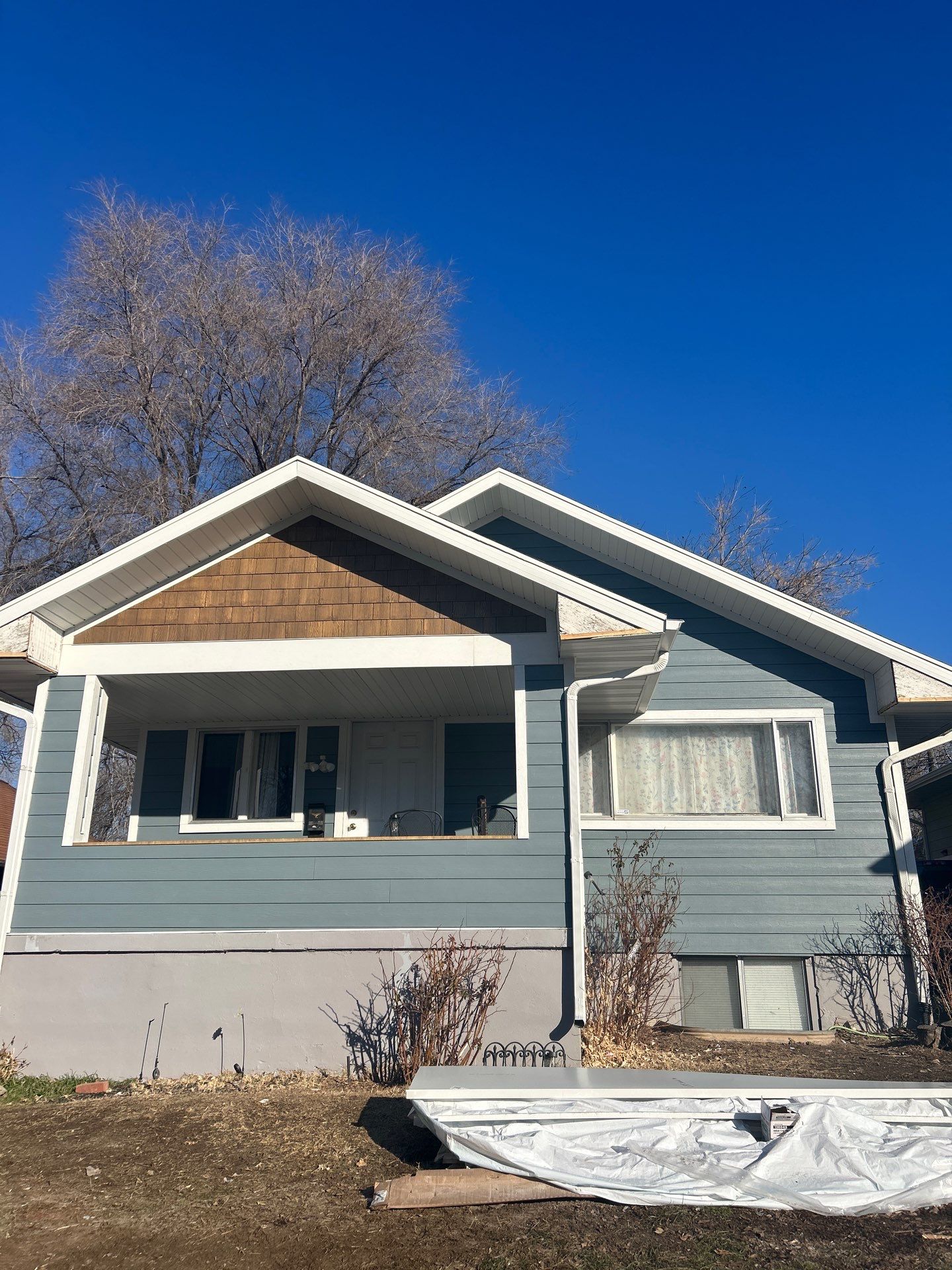 Ogden | Custom Hardie Transformation | Boothbay Blue & Summer Wheat Shakes by Ideal Siding Utah