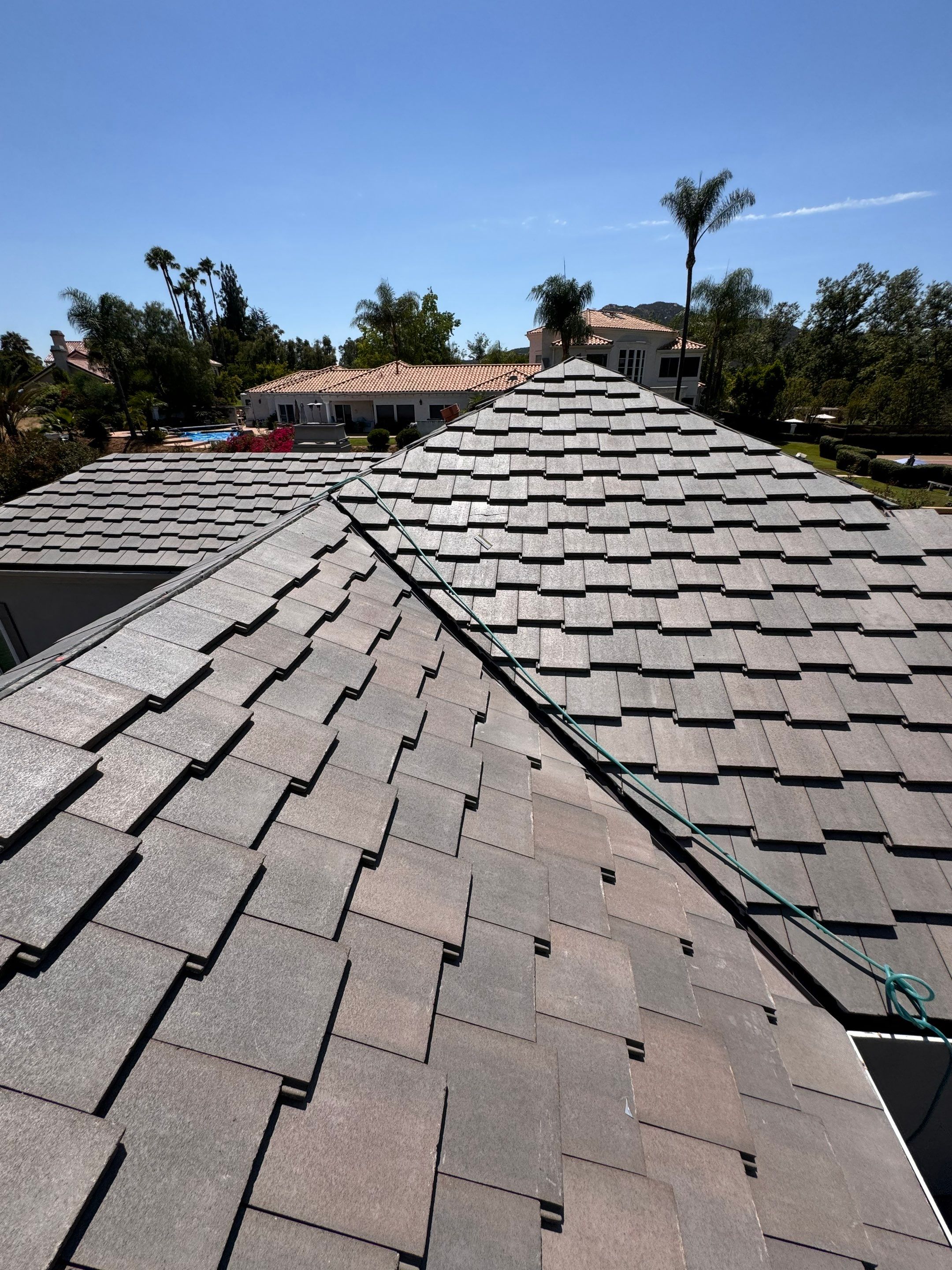 Full Roof Replacement Featuring Staggered Eagle Concrete Tiles in Poway by Reliable Roofing San Diego Inc.