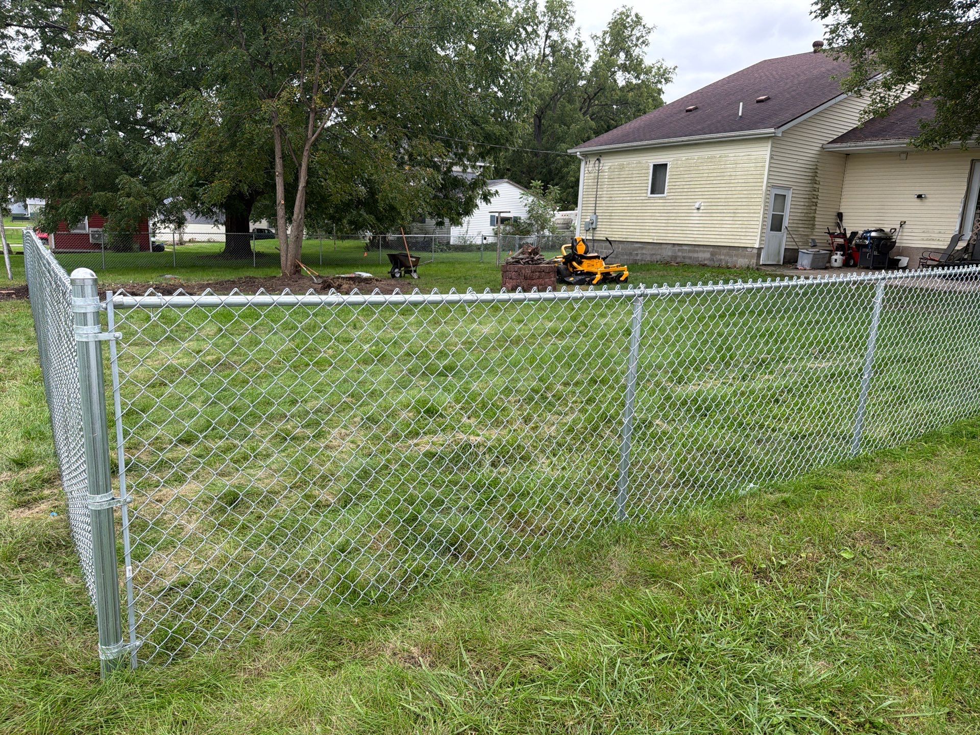 Tripoli Residential Galvanized Chain Link Fence with Double Gates by Perfect Picket Fence and Stain
