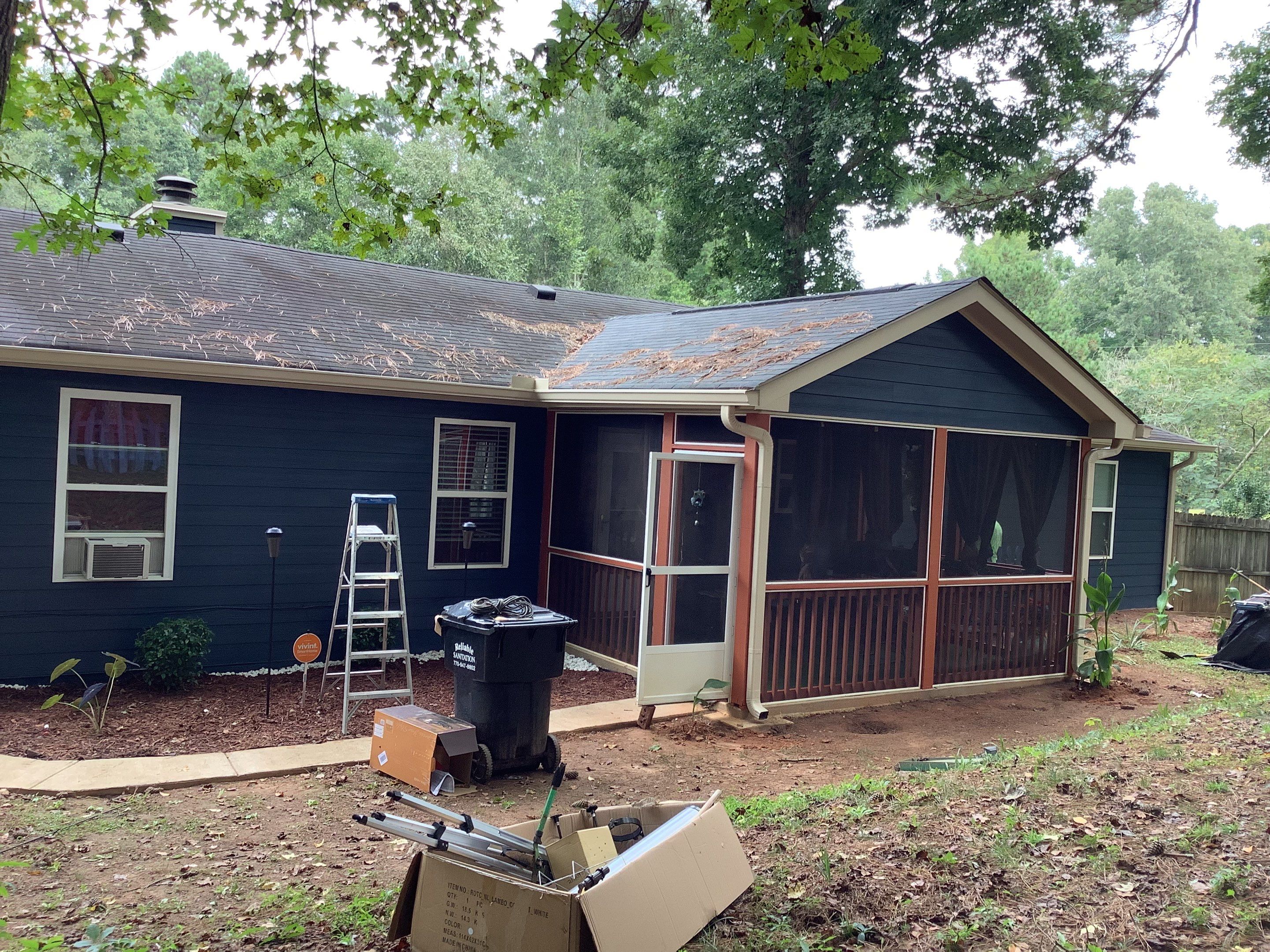 Screened Porch Construction with Vaulted Wood Ceiling in Douglasville by Swift Home Renovations