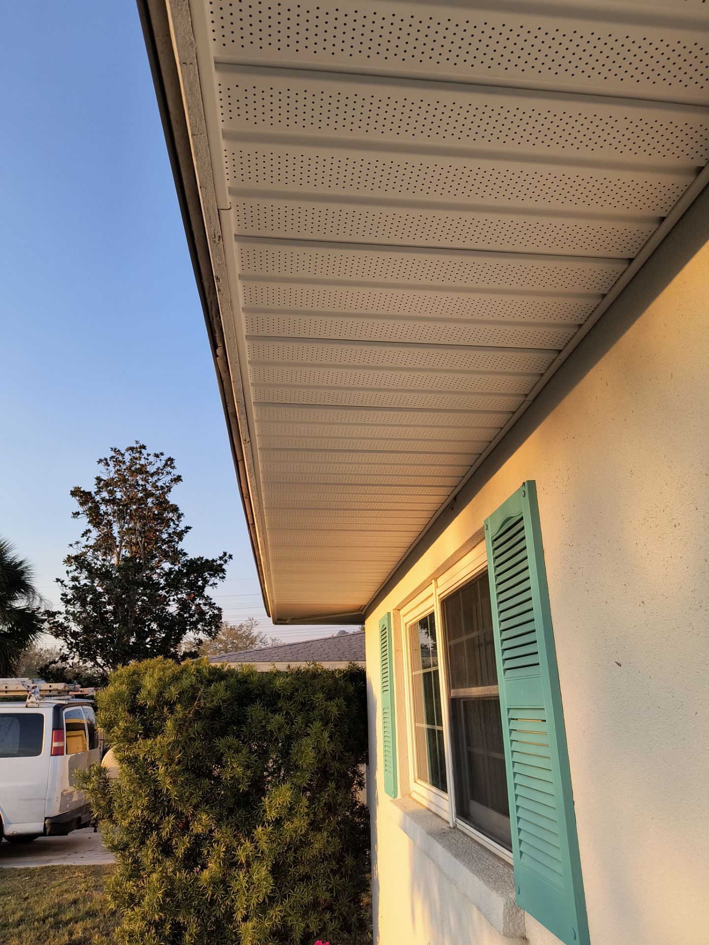 Soffit and Fascia Installation using White Soffit in Sarasota Fl by Gutter Professors