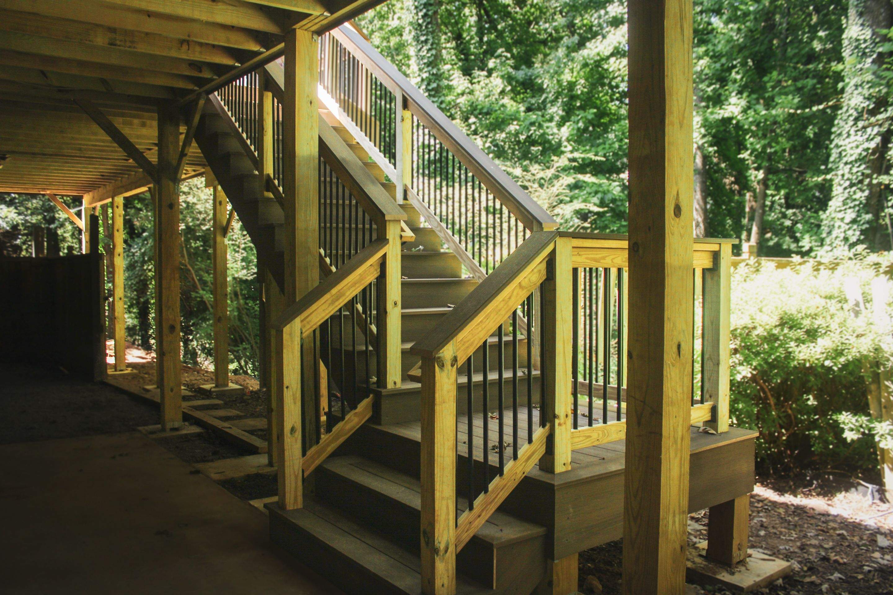 Deckorators Voyage Deck and Shed Style Covered Porch Build with Drink Rail by Nelson Exteriors 