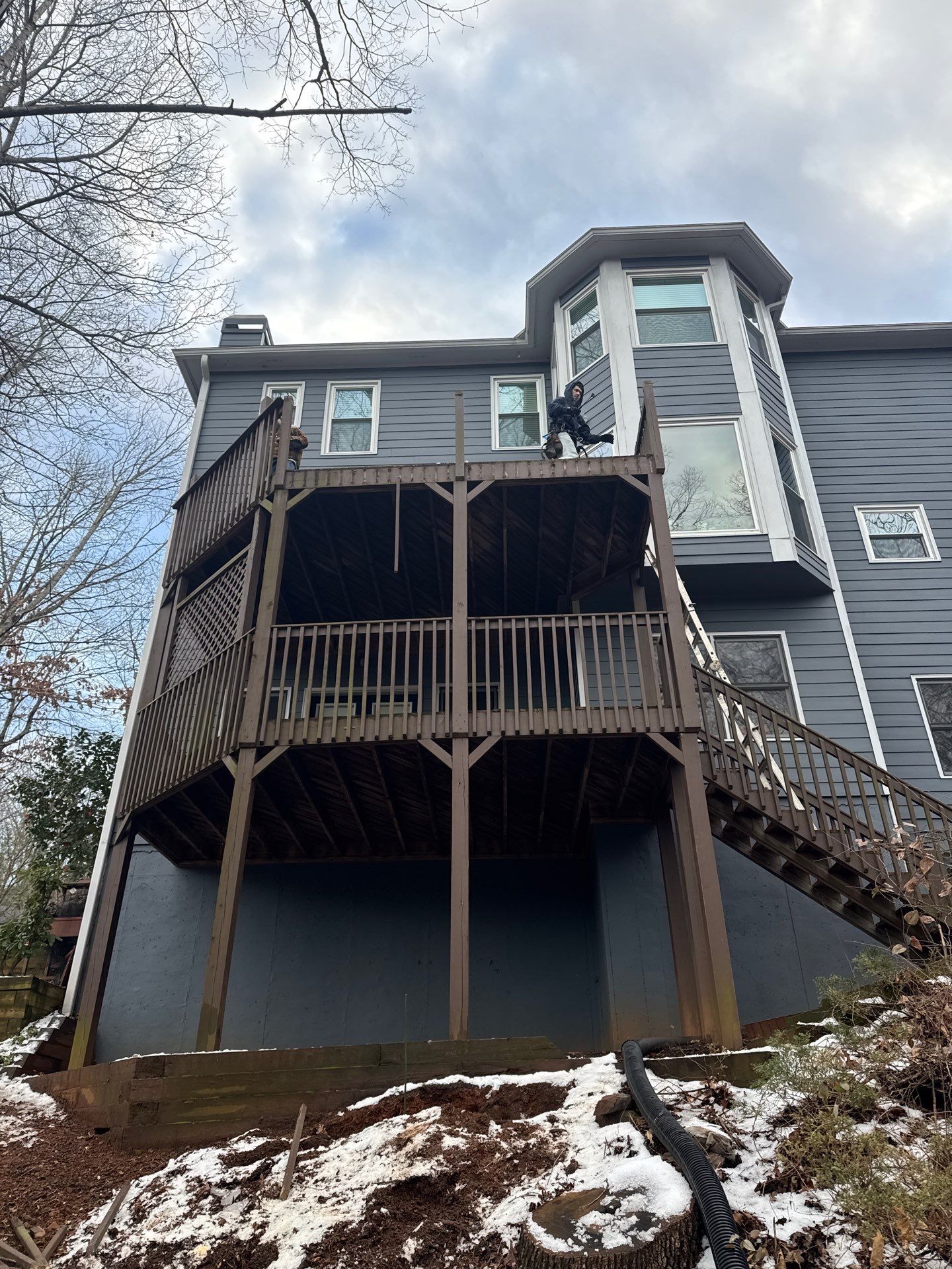 Two-Story Pressure-Treated Wood Deck Installation in Acworth, Georgia by Swift Home Renovations