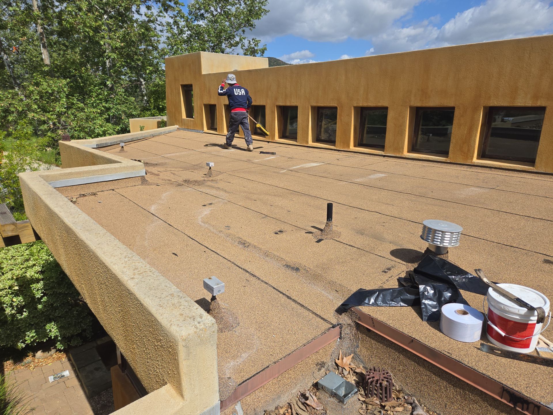 Tan Silicone Applied to a Stunning Residential Property in Calabasas by Hull Brothers Roofing