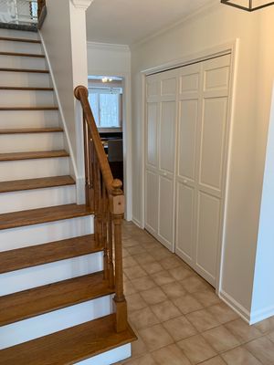 Painting Stained Wood Trim and Staircase. Walls too!