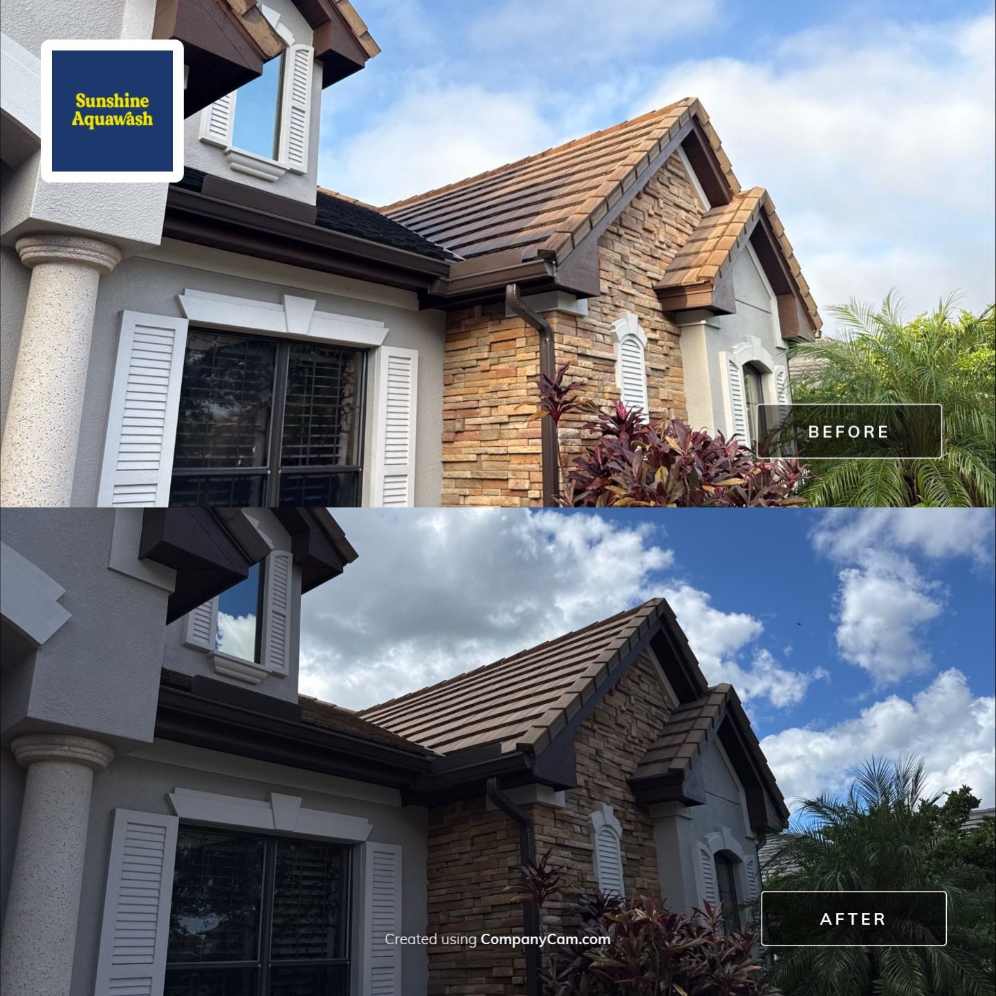 Tile Roof, Paver Pool Deck & Flowerbed Curbing Cleaning | Winding River Bradenton, FL Transformation by Sunshine AquaWash