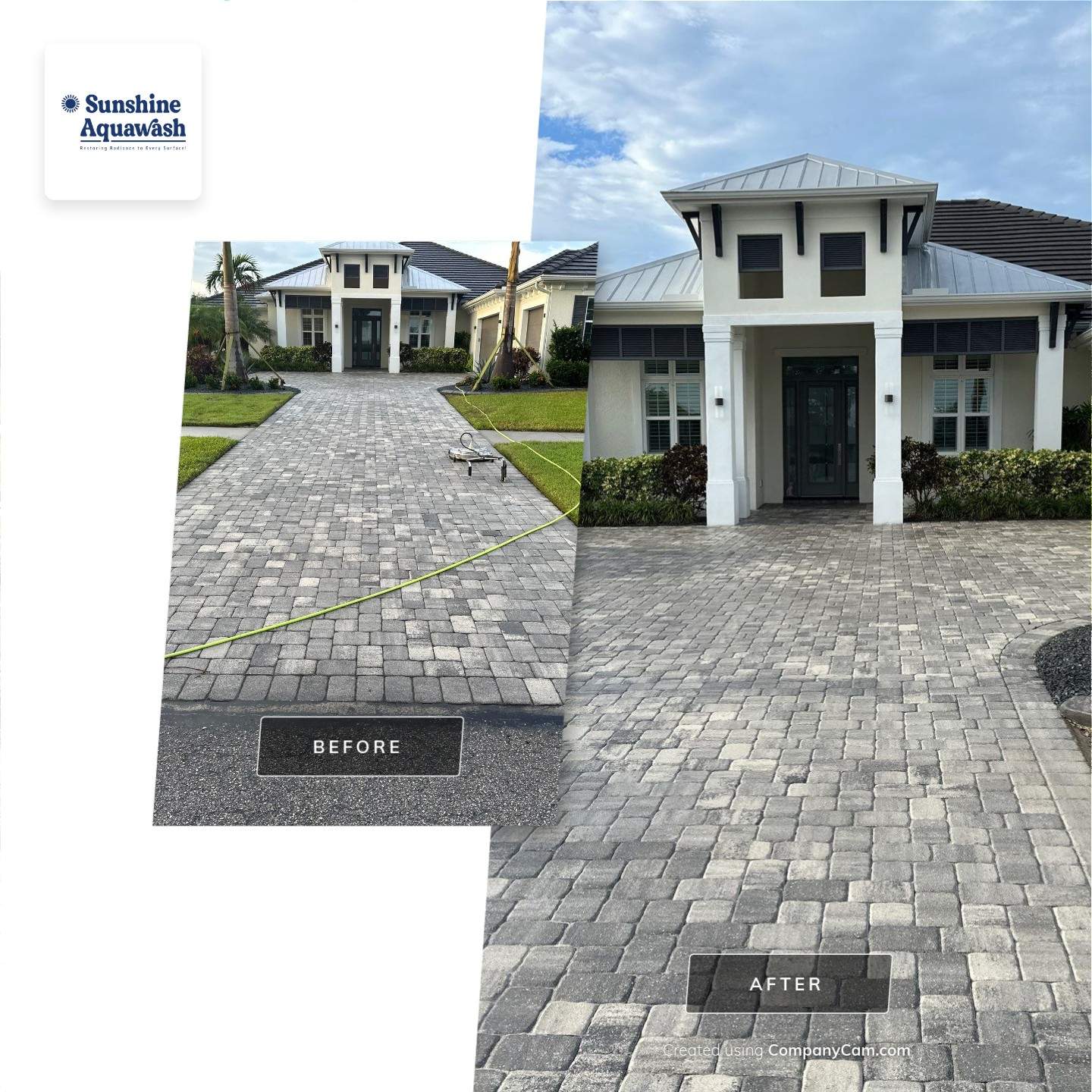 Paver Driveway, Sidewalk, and Culvert Cleaning in Winding River Community, Bradenton, FL by Sunshine AquaWash