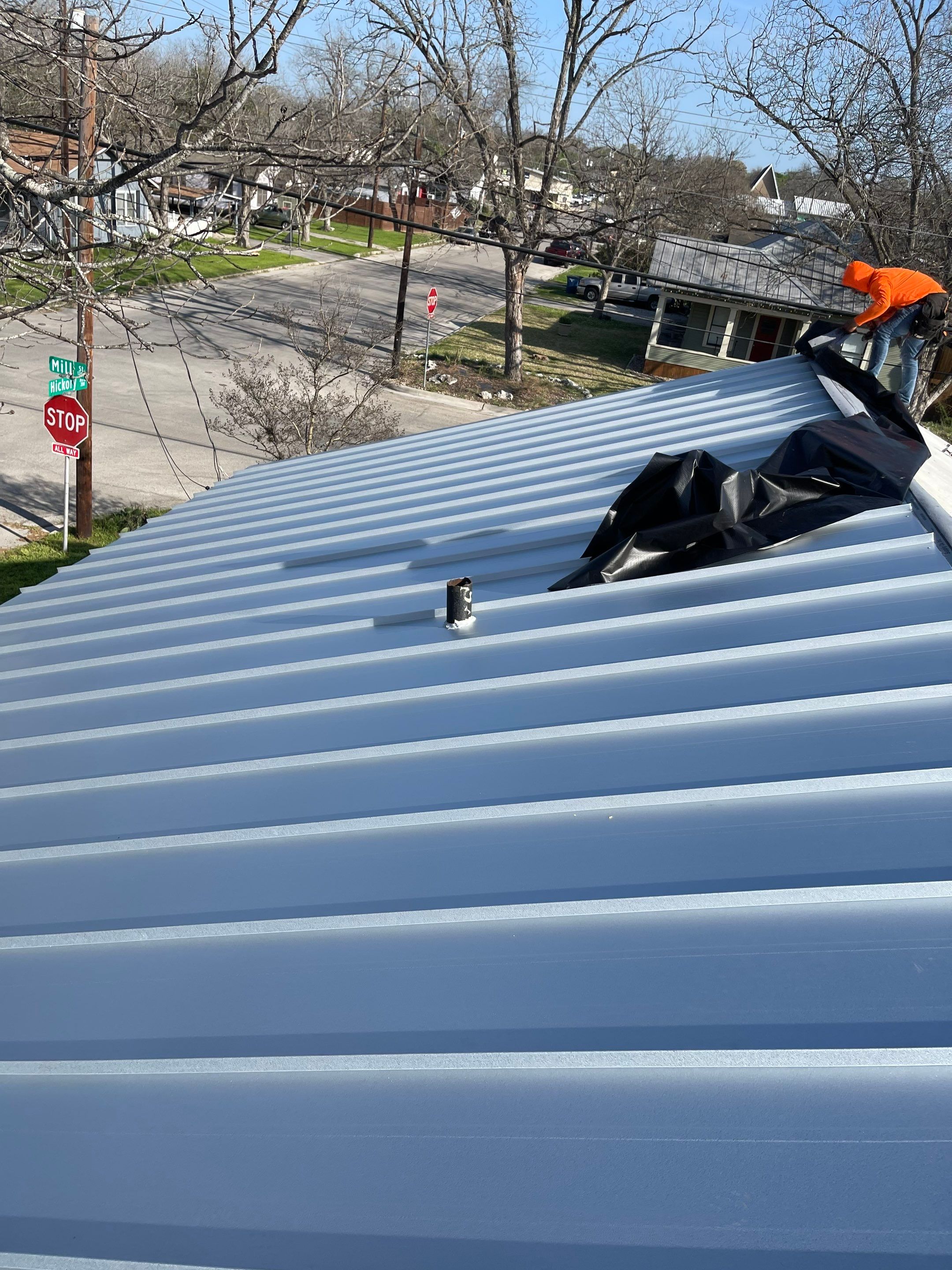 Residential Metal Roof Installation using McElroy Metal by Premier Roofing and Contracting