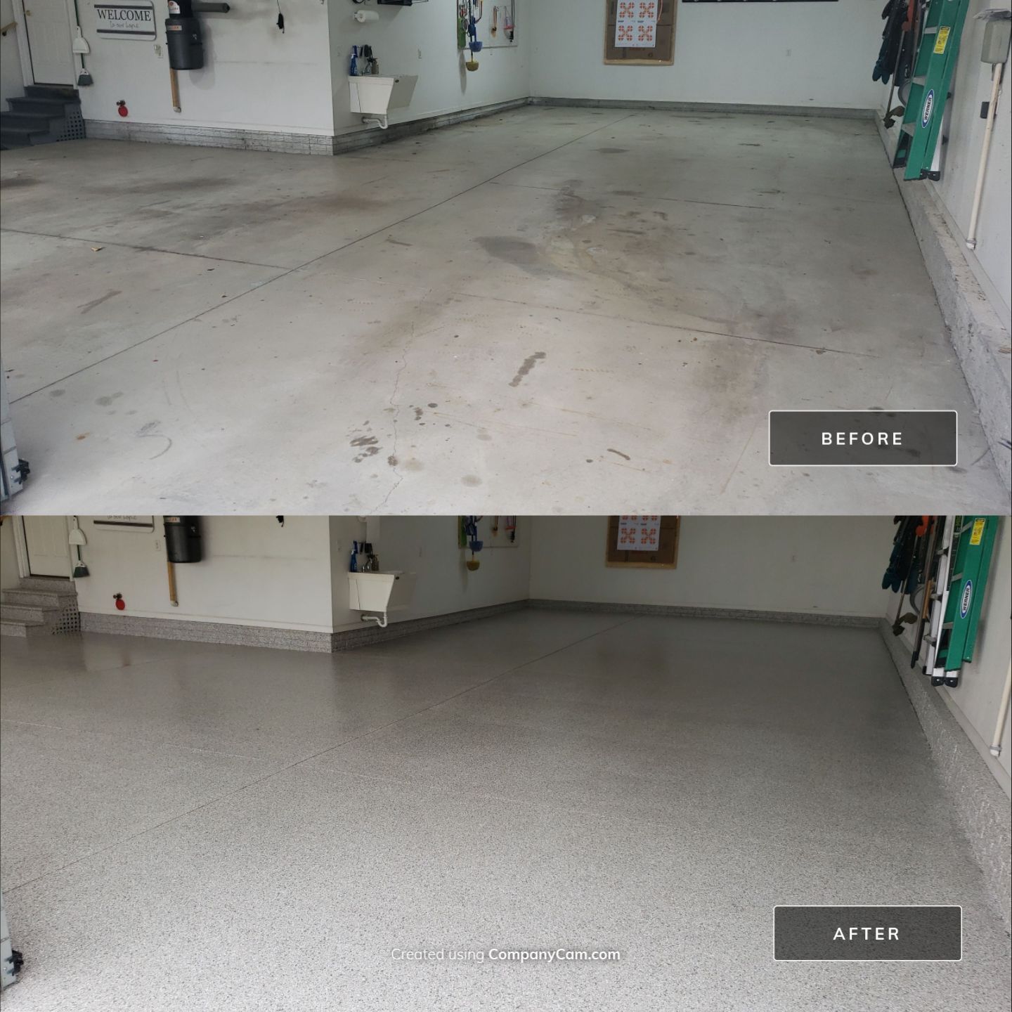 Des Moines Garage Transformation by Revival Concrete Coatings, LLC