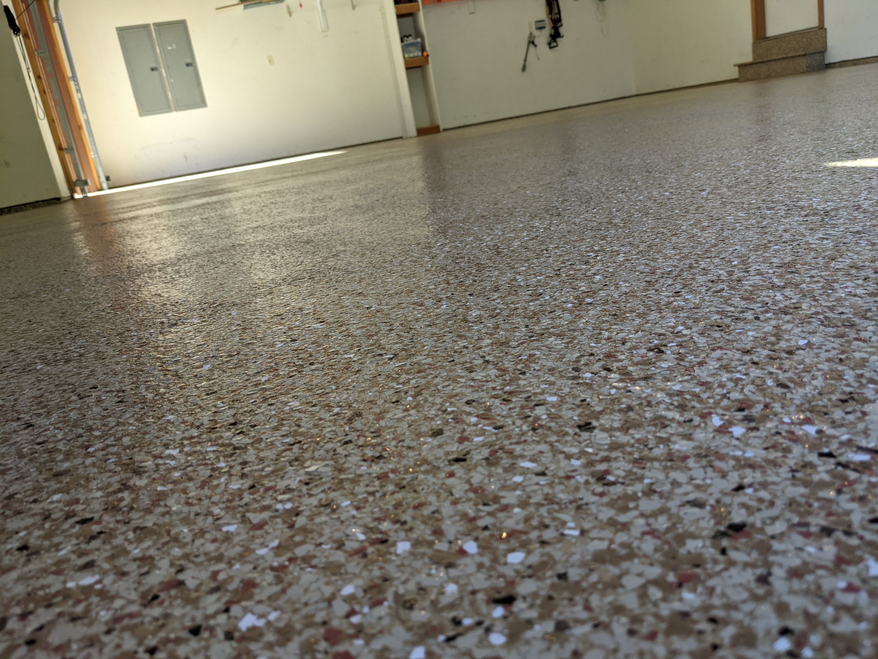 Garage Transformation using Pecan Coloway by Croc Coatings, LLC