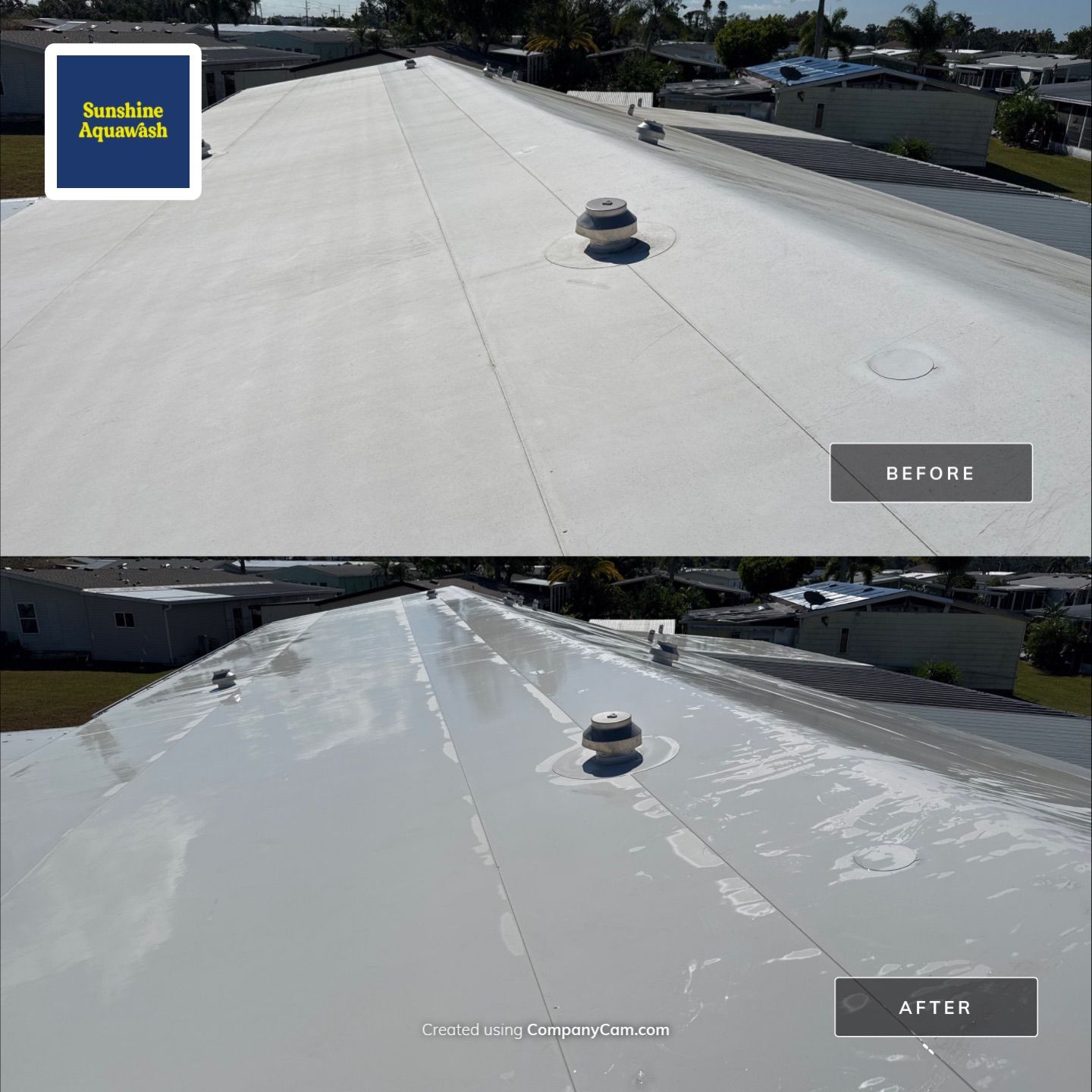 TPO Membrane Mobile Home Roof Cleaning Parrish, FL by Sunshine AquaWash