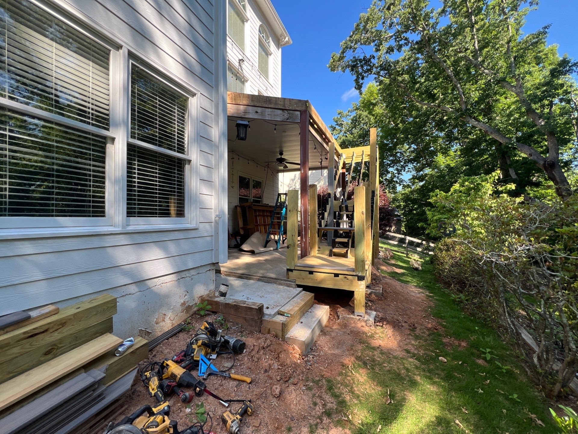 Elevated Composite Deck and Concrete Landing Installation in Kennesaw by Swift Home Renovations