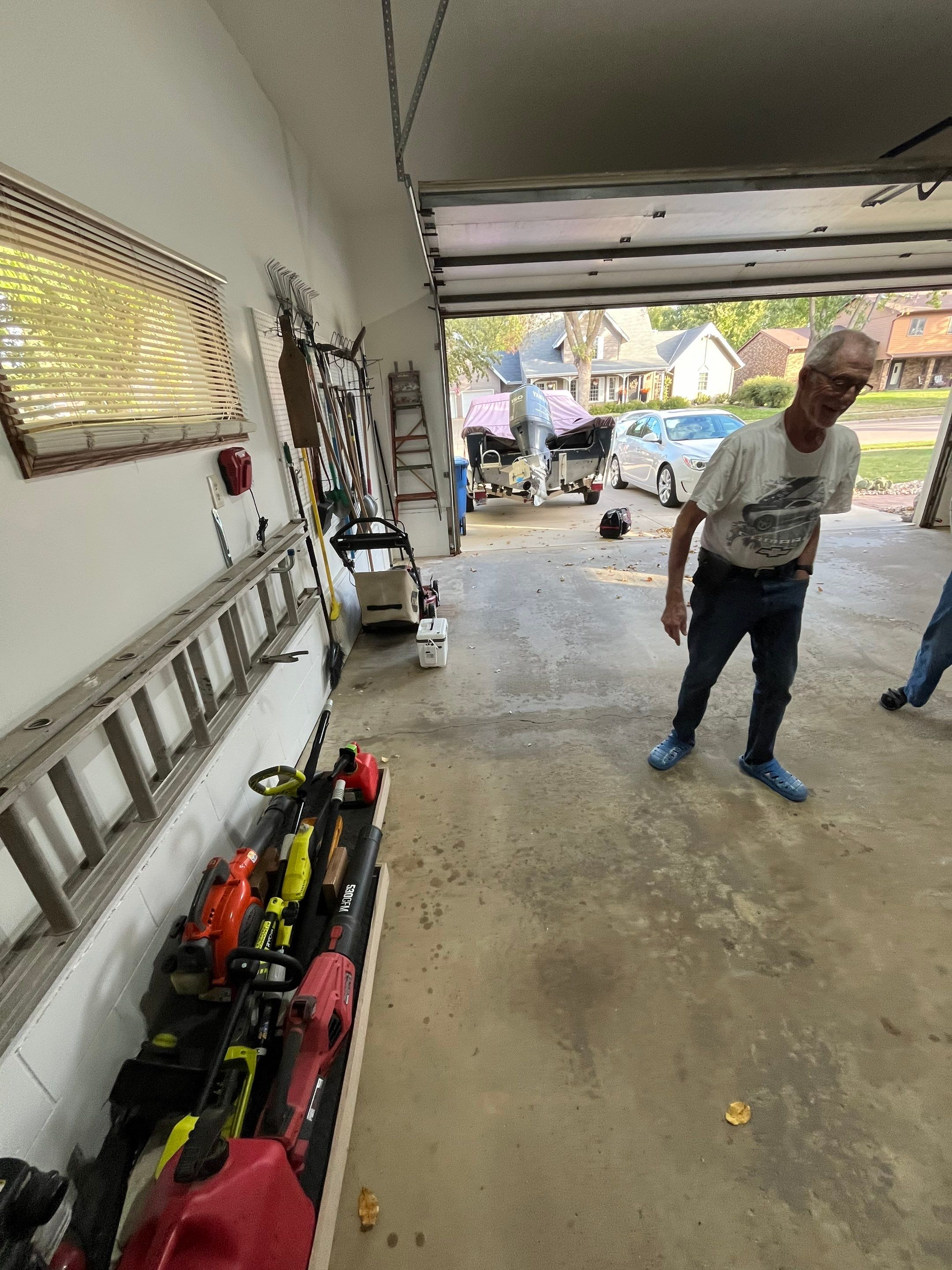 Multi-Colored Flake Epoxy Garage Floor Coating and Crack Repair by Select Painting, Coatings & Garage Cabinets