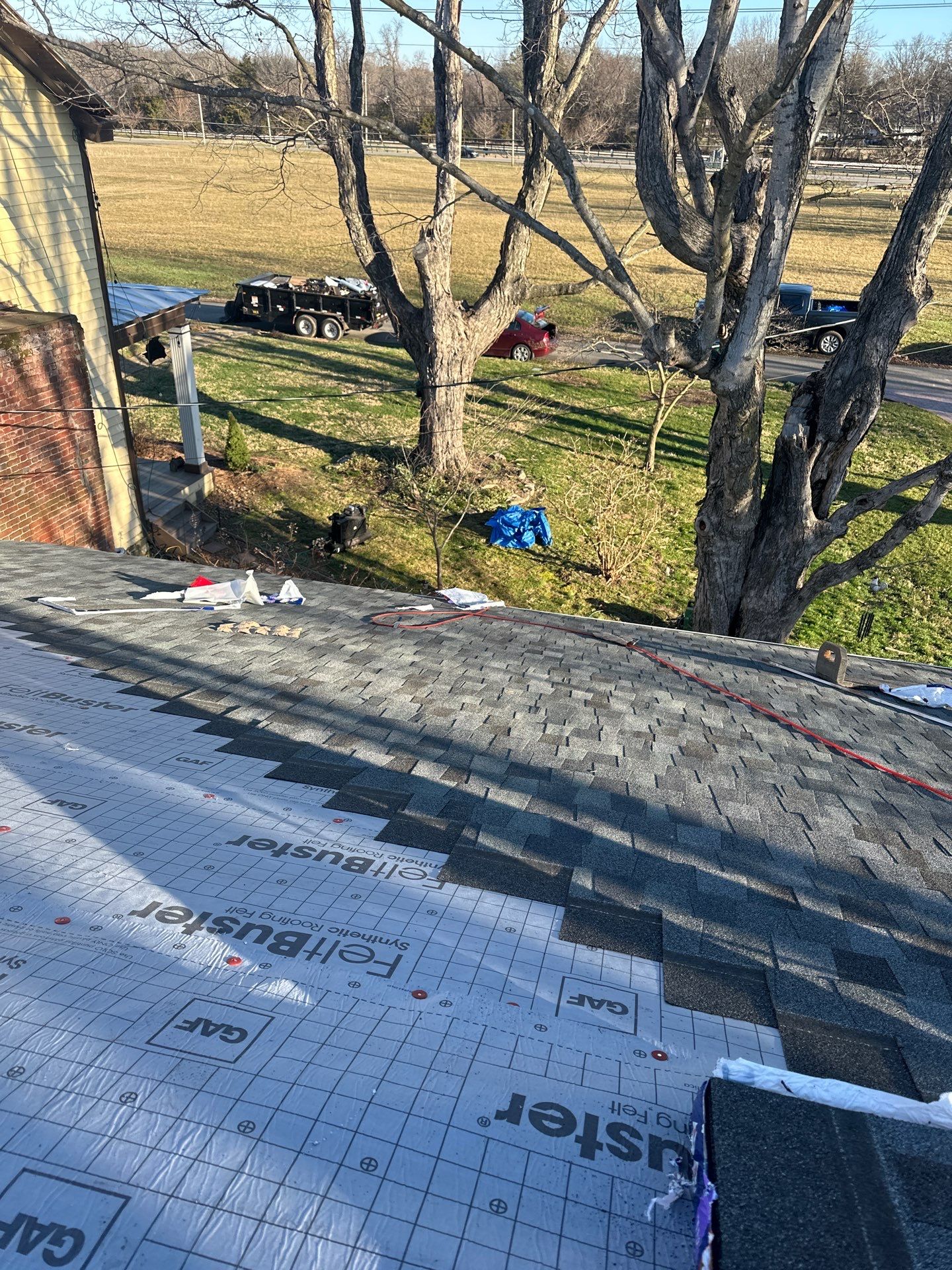 Residential Roofing Installation using GAF Timberline HDZ Harvest Blend in Nantucket Morning by Undersun Roofing 