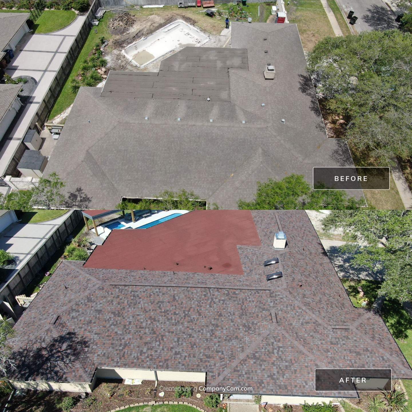 Beautiful pool side build by Bayfront Roofing and Construction