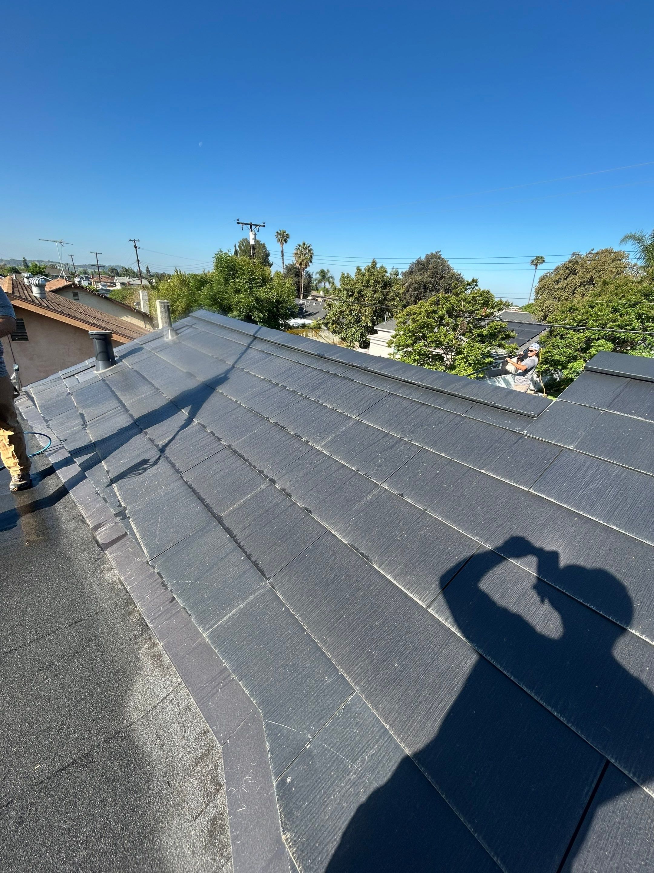 Tesla Roof Cleaning in La Verne Ca by Palm Coast Solar Cleaning