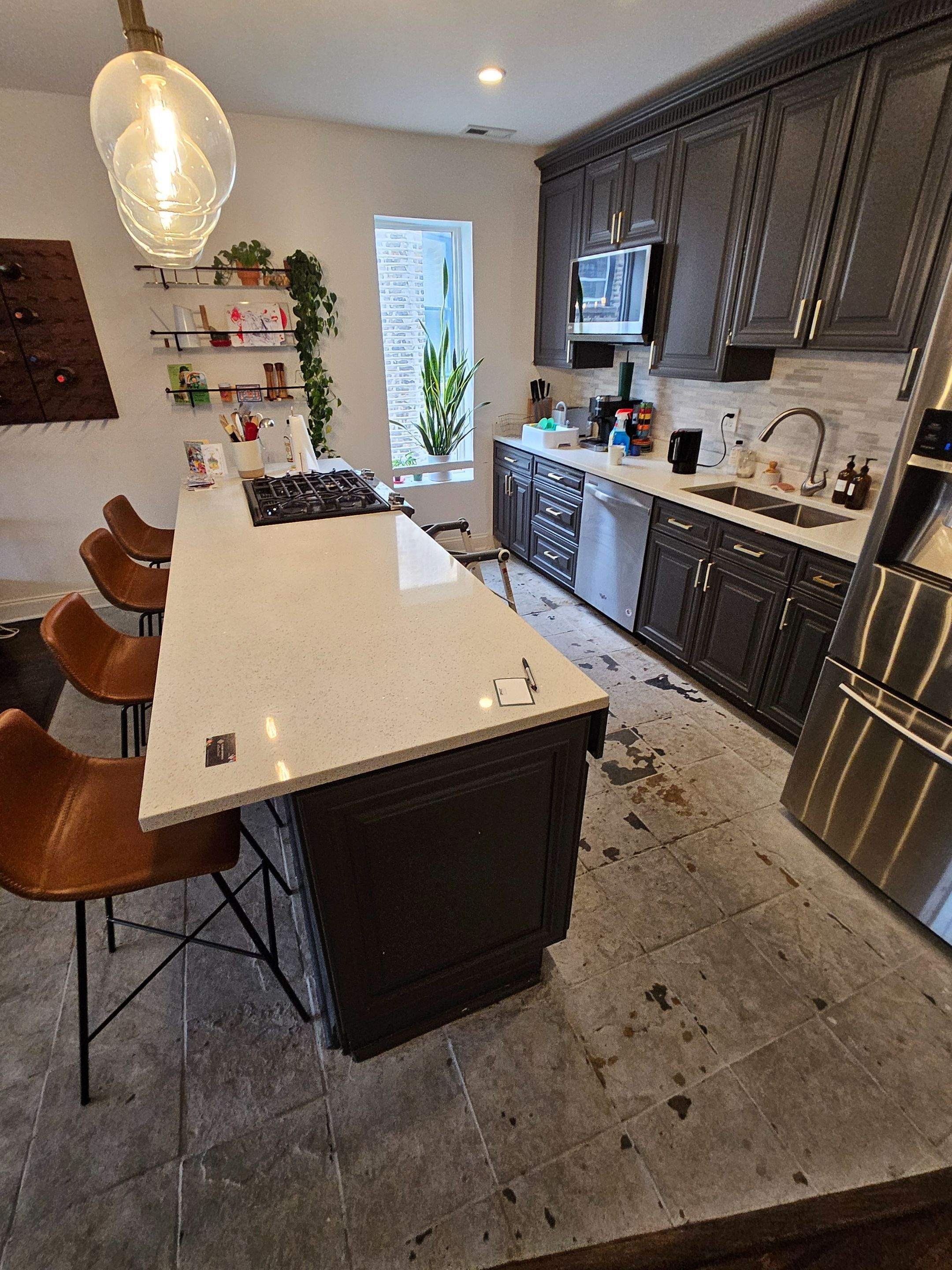 Residential Hardwood Floor Sand and Finish with Dark Stain in Chicago by Floor Coverings International of Chicago North Side