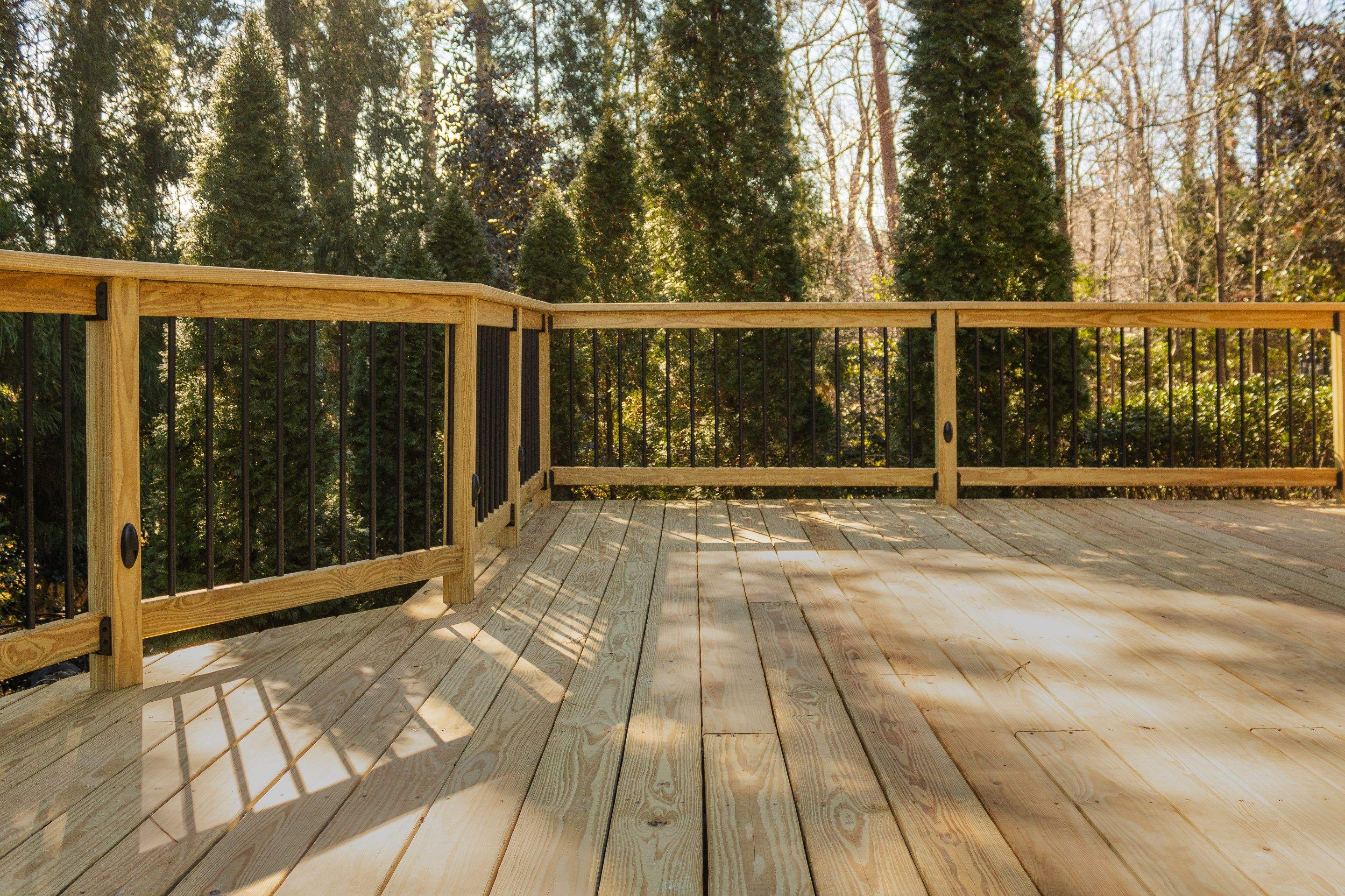 Deck Build using Pressure Treated Pine with Timbertech Deck Lighting by Nelson Exteriors 