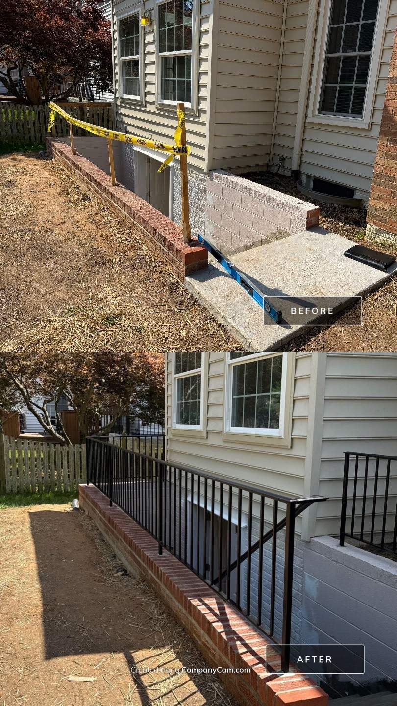 Basement Stairwell and Window Well Railing Installation in Germantown by Capitol Iron Works