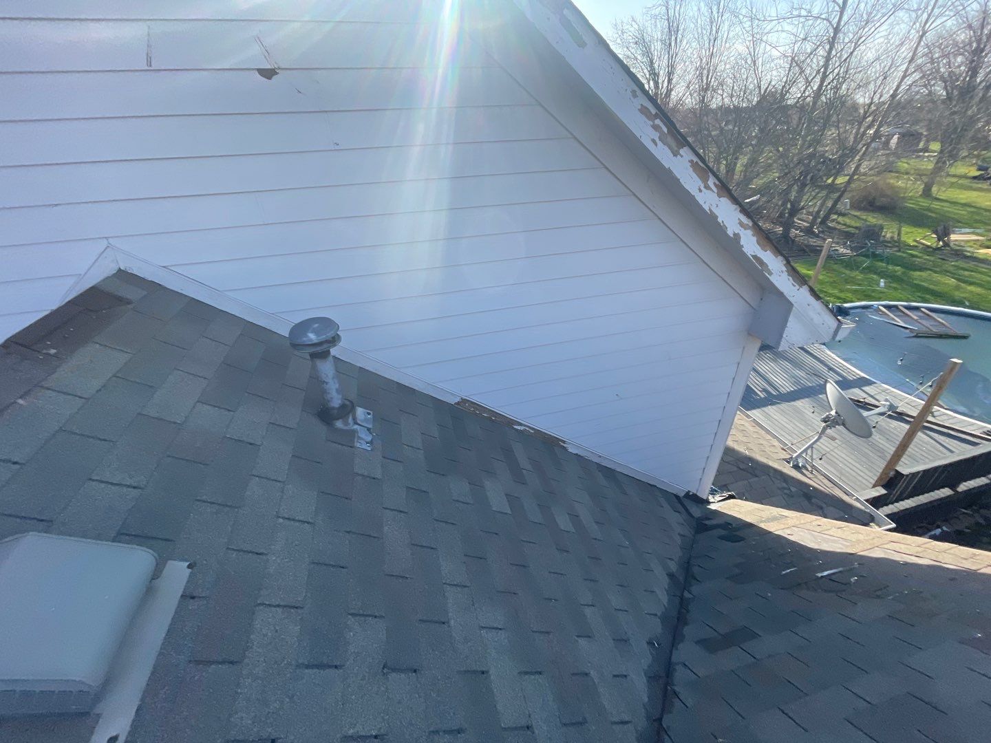 Tornado damage in Whiteland. Roof replacement, James Hardie siding, exterior paint, gutters, windows, doors by 317 Roofing & Restorations