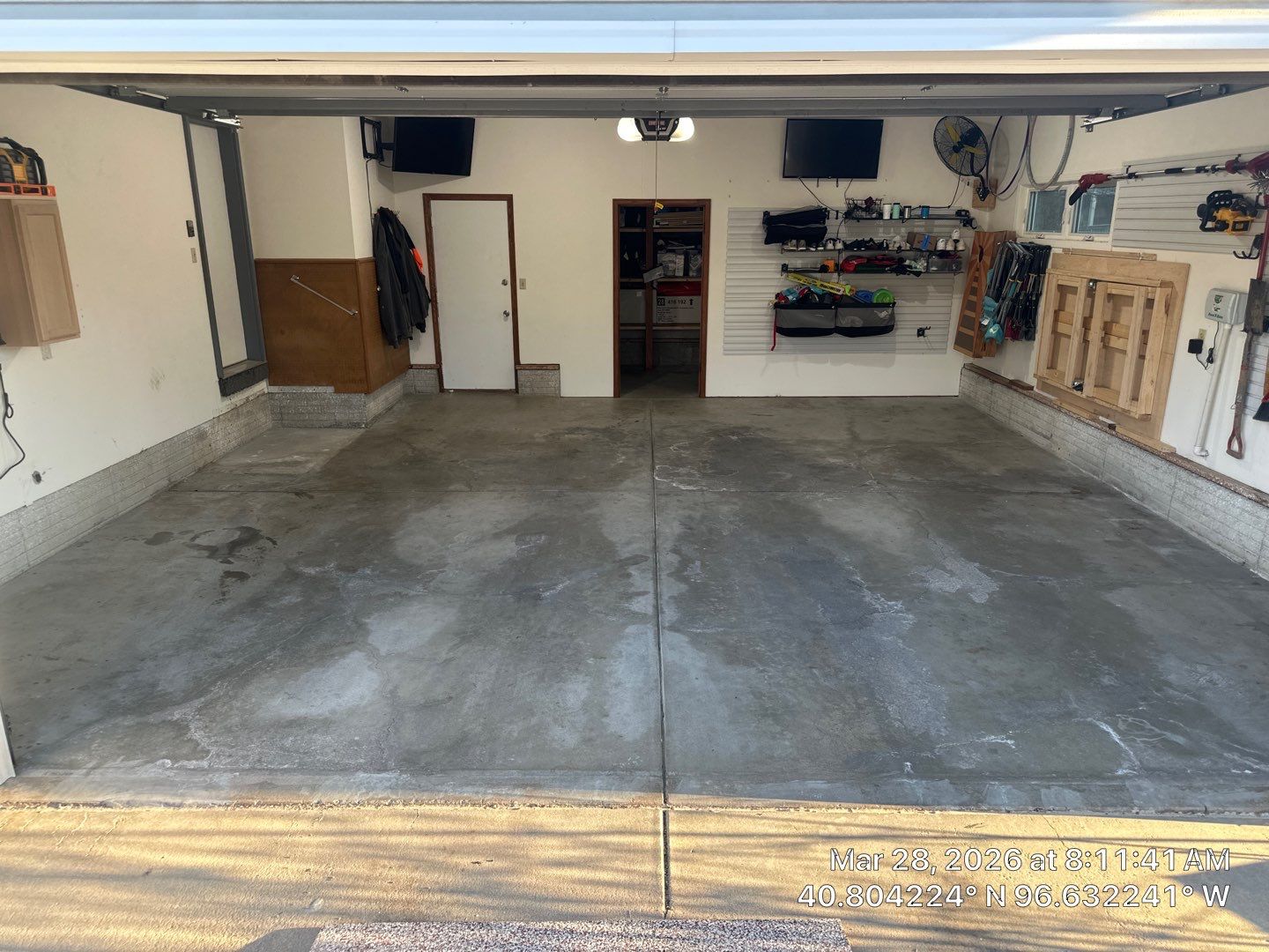 Two-Stall Epoxy Garage Floor Coating and Repair in Lincoln by Goat Coatings