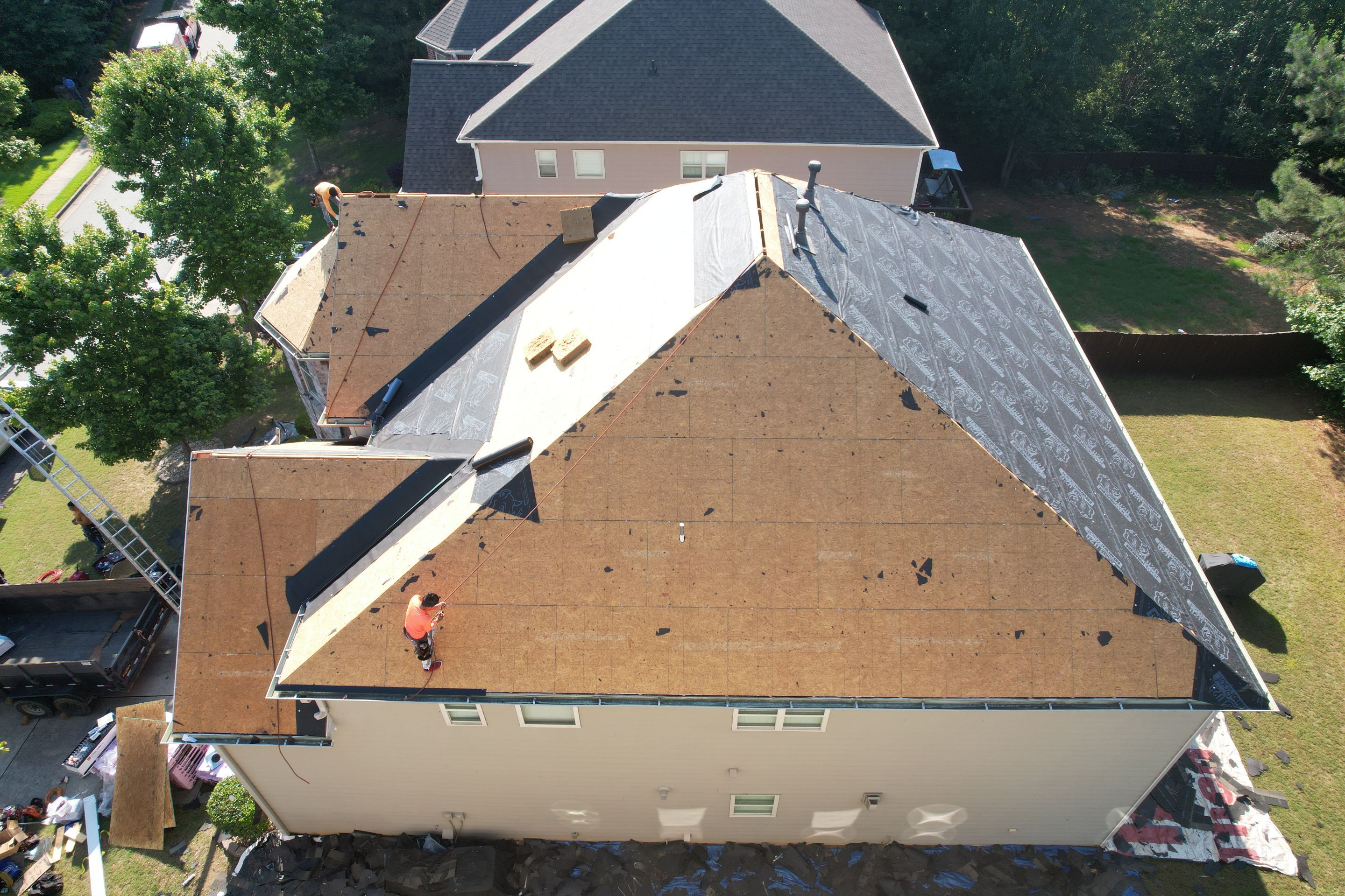 Residential Roof Replacement using Owens Corning TruDef Driftwood by Inspector Roofing and Restoration