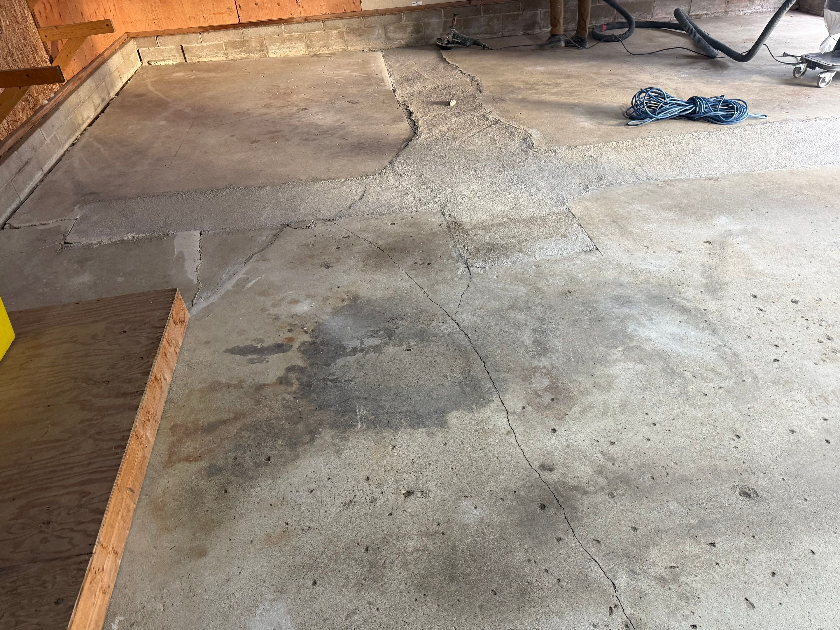 Multi-Colored Epoxy Garage Floor Coating and Concrete Stair Restoration by Select Painting, Coatings & Garage Cabinets