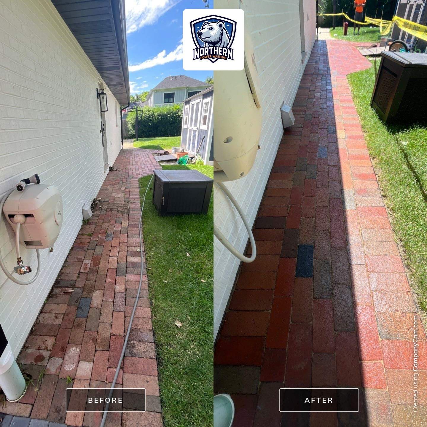 Brick paver repair, cleaning and sealing by Northern Power Washing LLC.
