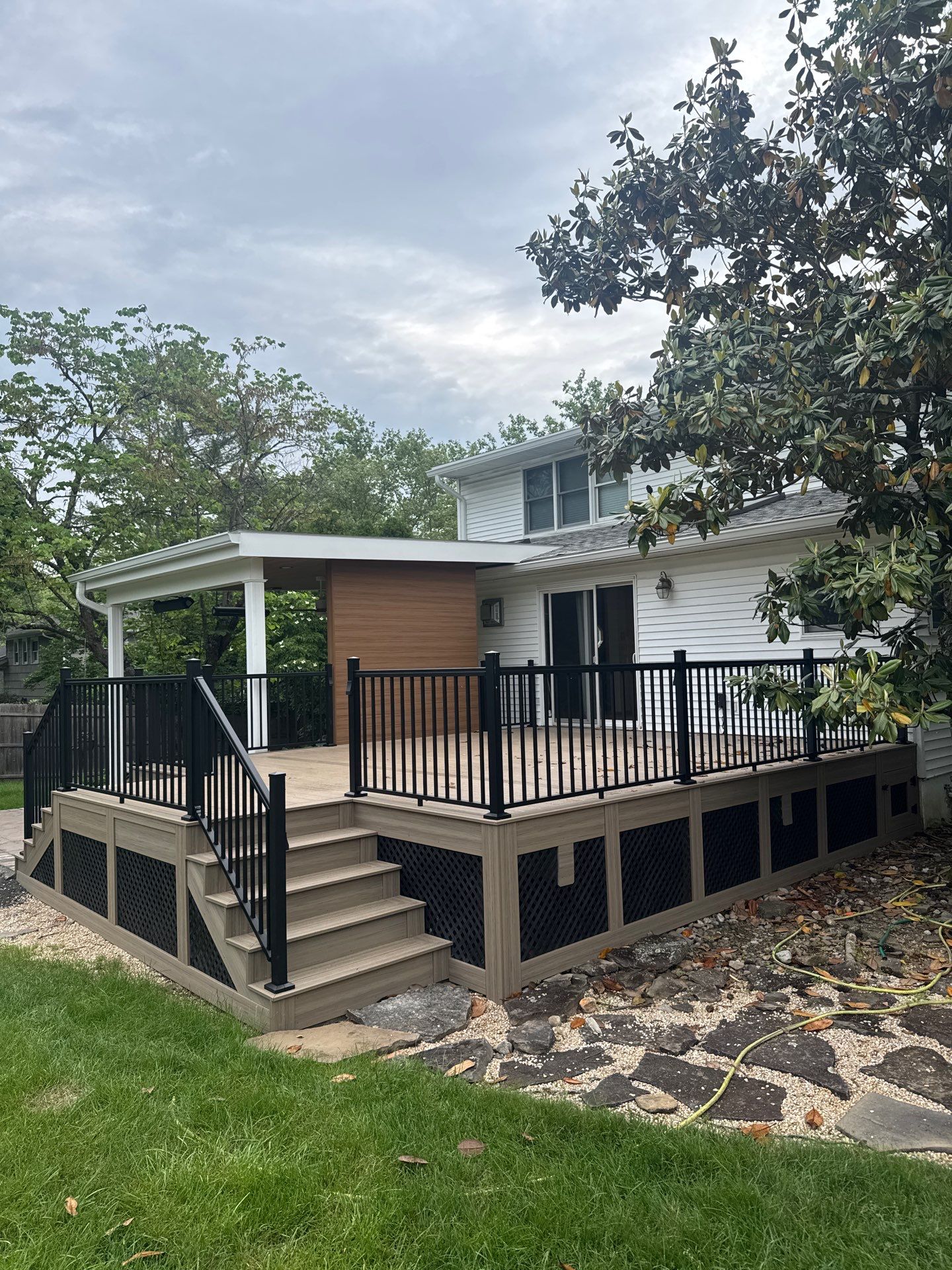 Deck Resurface with an add on roof in Princenton by deck guardian