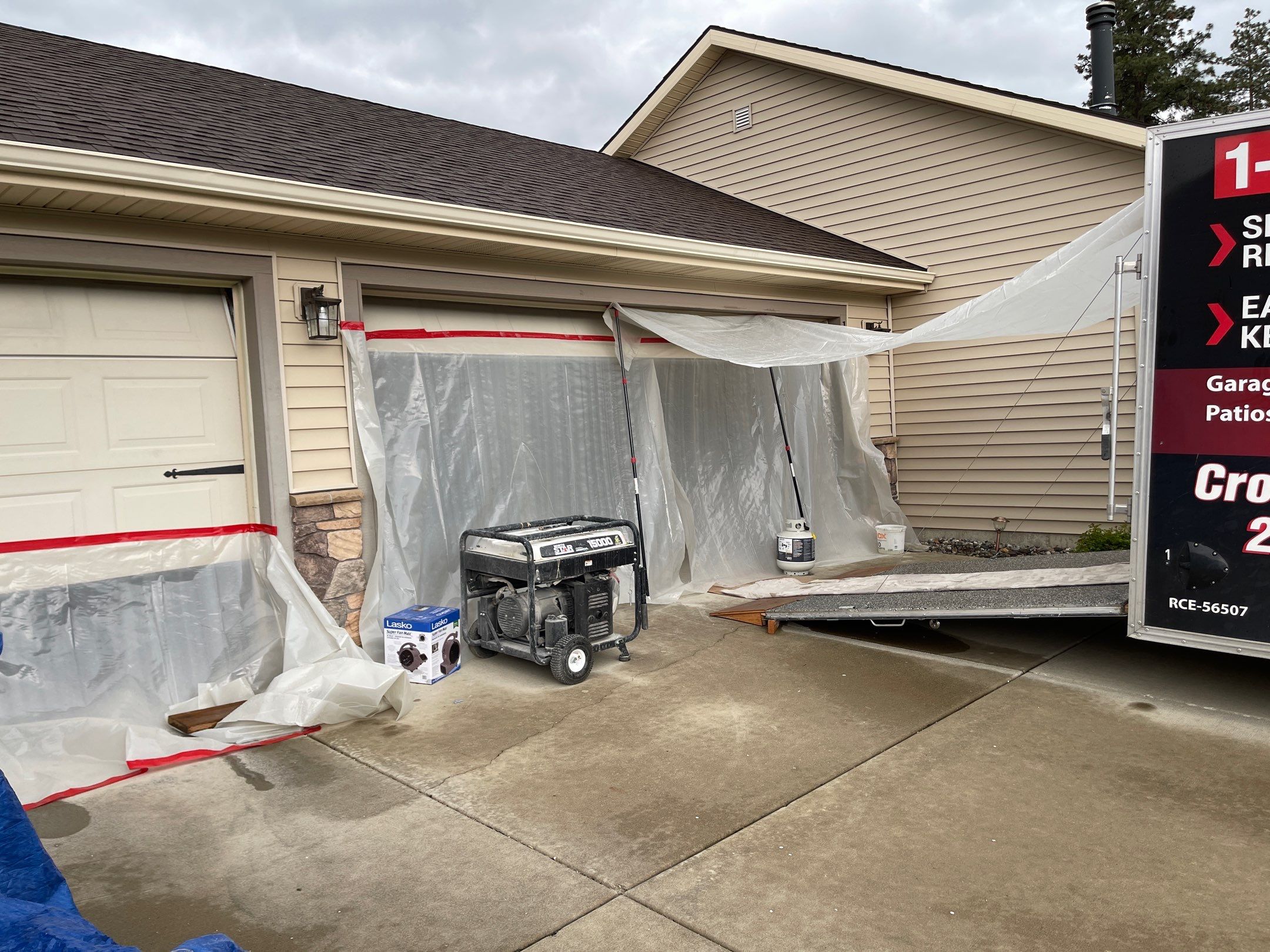 Garage Transformation using Pebble Beach and Front Porch using Greystone by Croc Coatings, LLC