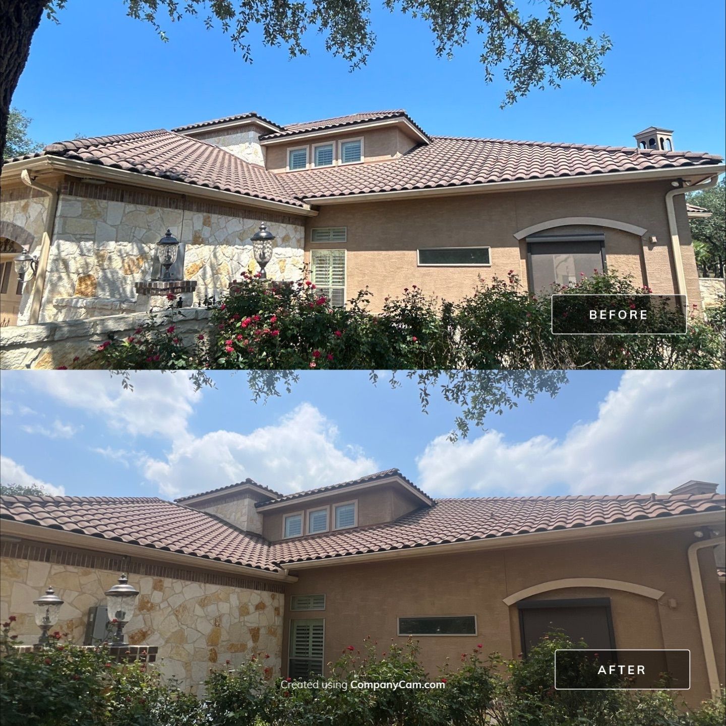 Tile Roof Washing Project in Garden Ridge by Bright Choice