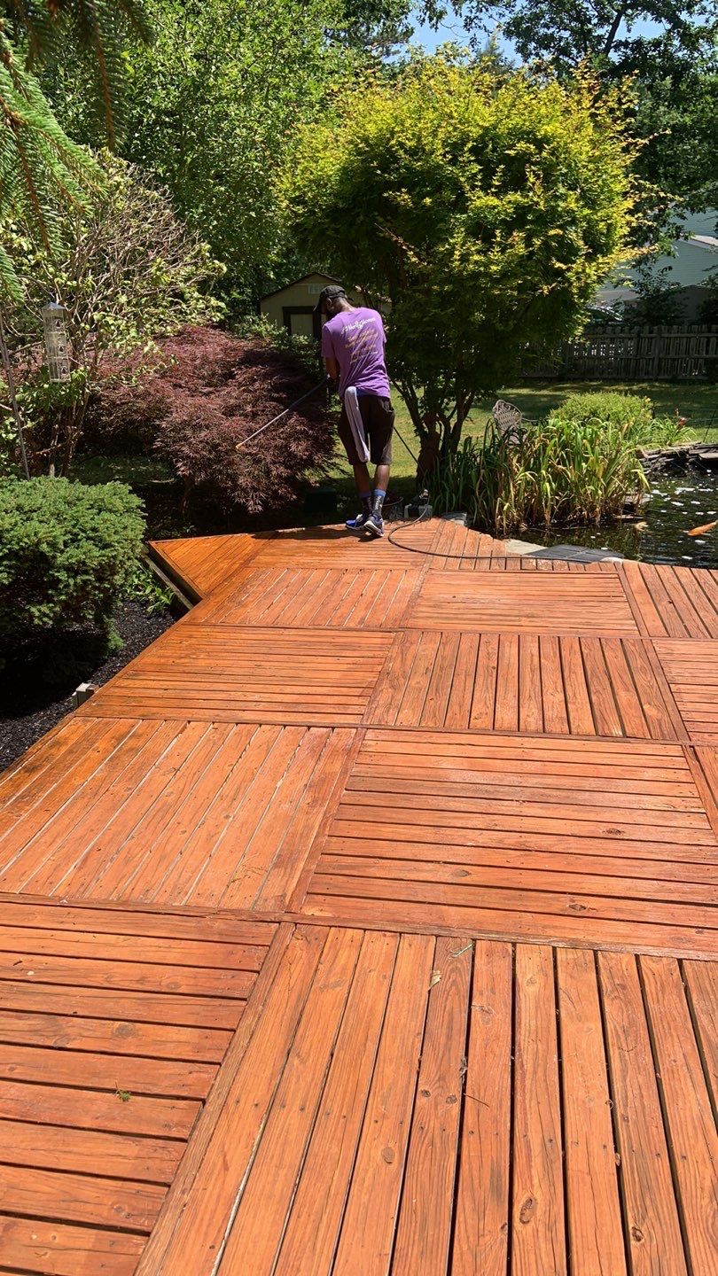 Deck Refinishing Using Powerwasher by A1 NERDY HOMES LLC