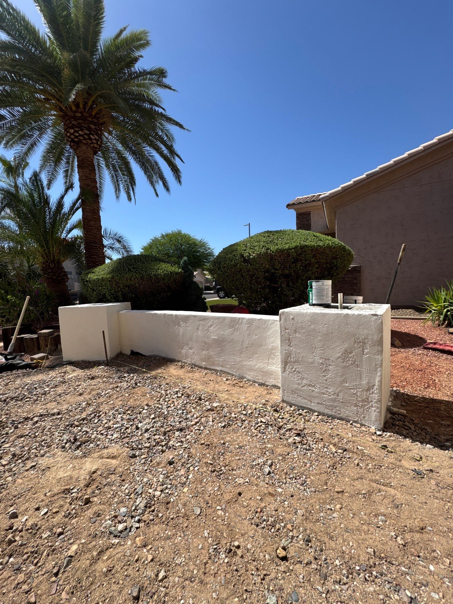 Custom Paver Walkway and Stucco Masonry Wall Installation in Glendale by We Do Hardscape