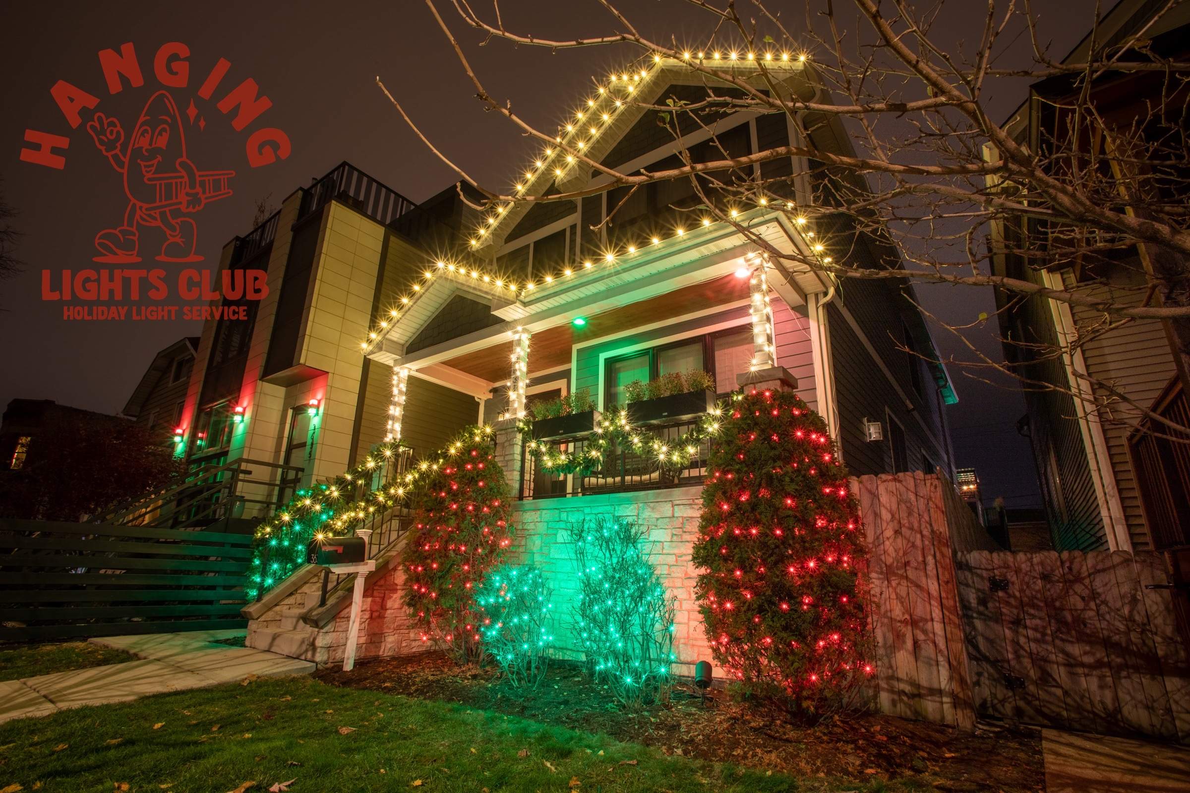 Christmas Lights in Chicago by Hanging Light Club LLC