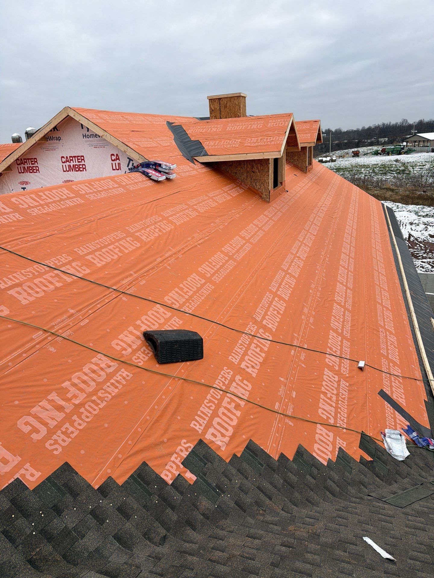 Residential Roofing Installation using GAF Timberline HDZ Weathered Wood by Rainstoppers Roofing