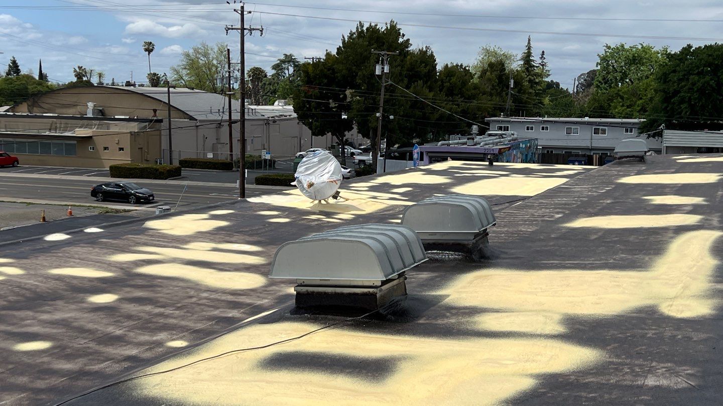 Foam Refurbish using Conklin Benchmark/PUMA XL coatings and spray foam by Straight Edge Roofing Inc