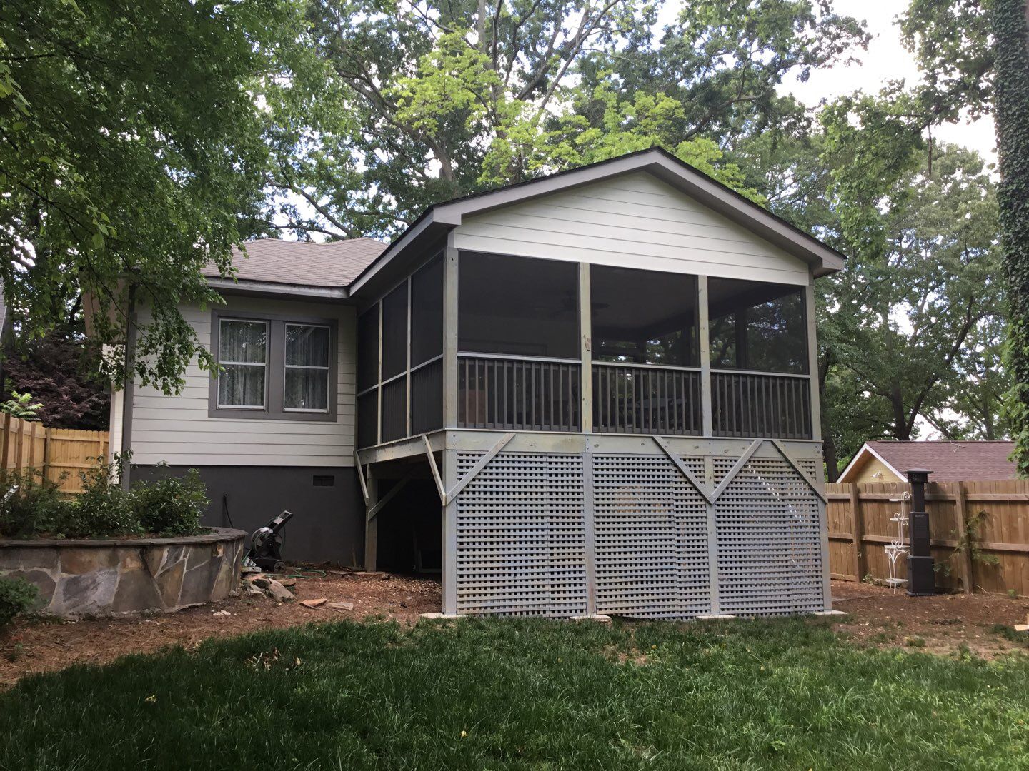 Custom Screened Porch Addition with Vaulted Wood Ceiling in Atlanta by Swift Home Renovations