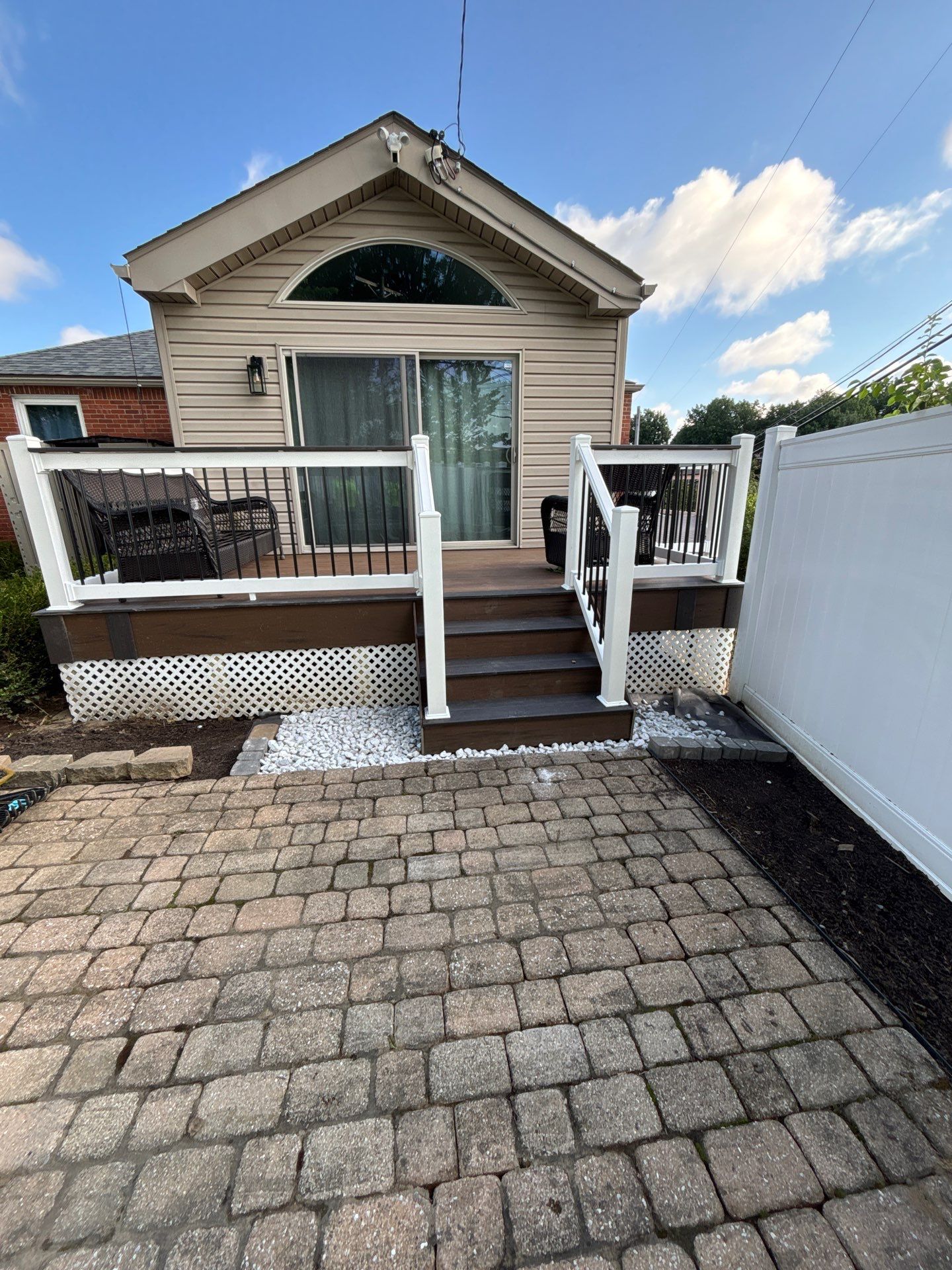 2 tone Composite Re-Deck with Vinyl Railings in Pittsburgh by Cousins Roofing Siding & Decks