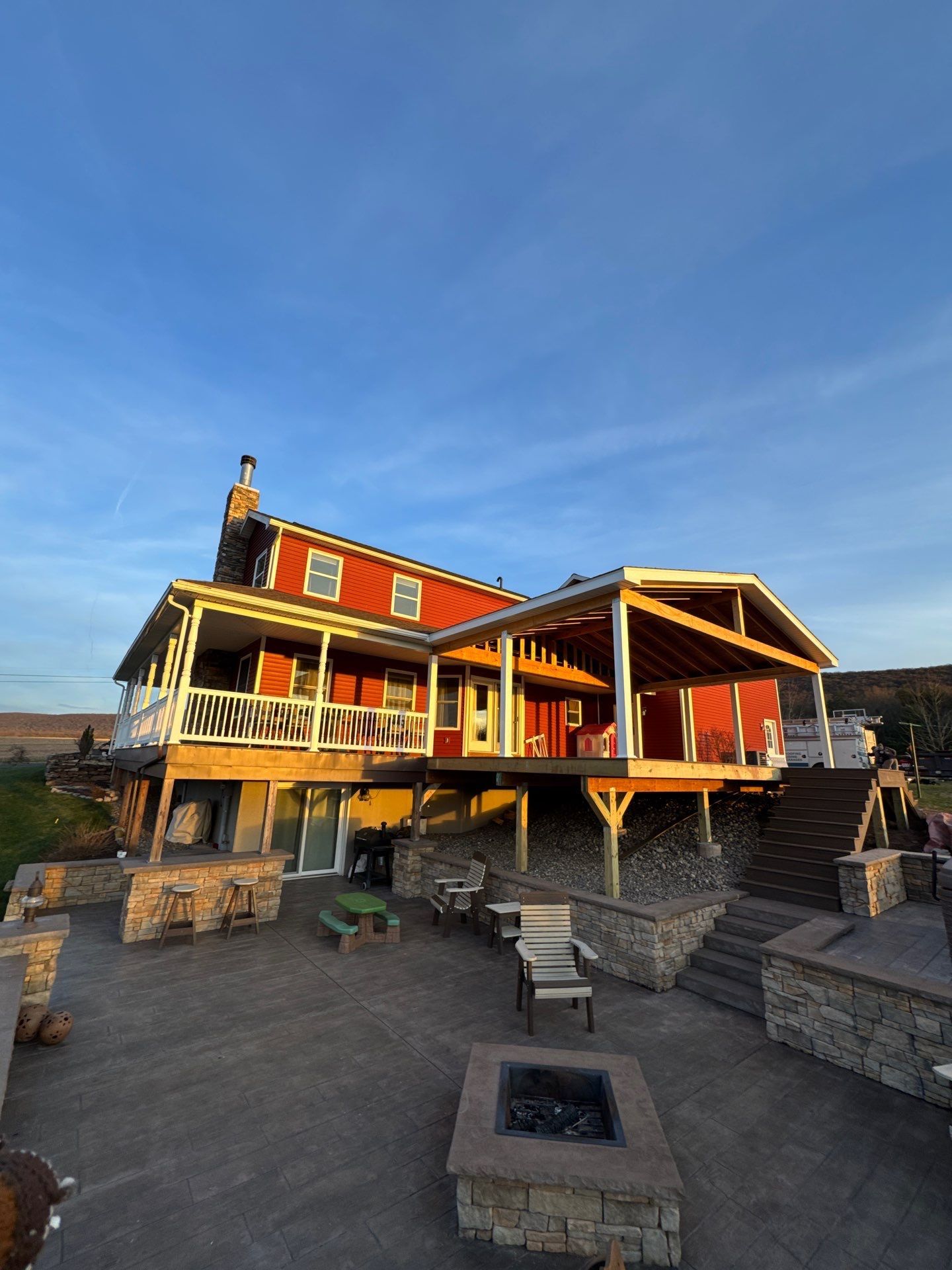 Covered Deck Addition With Custom Gable Roof in Tower City by Esh Builders