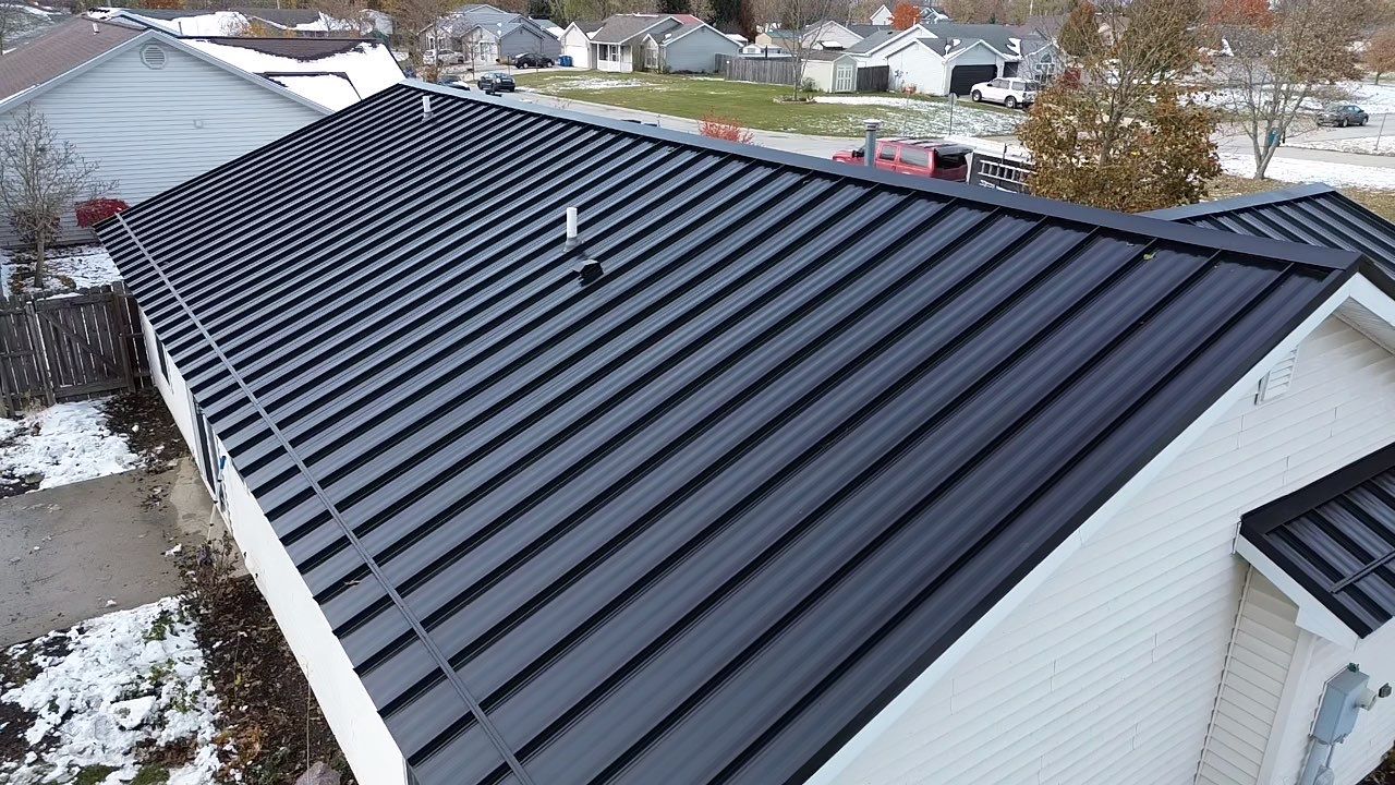 Mechanically Seamed Standing Seam Roof in Ossian, Indiana with Black Finish by 4Ever Metal Roofing