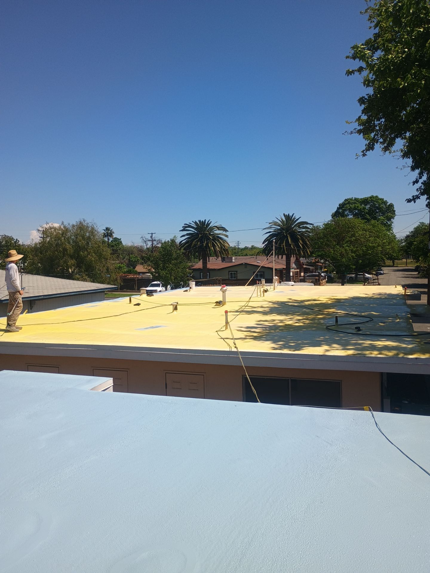 Foam Refurbish using Conklin Benchmark/PUMA XL coatings and spray foam by Straight Edge Roofing Inc