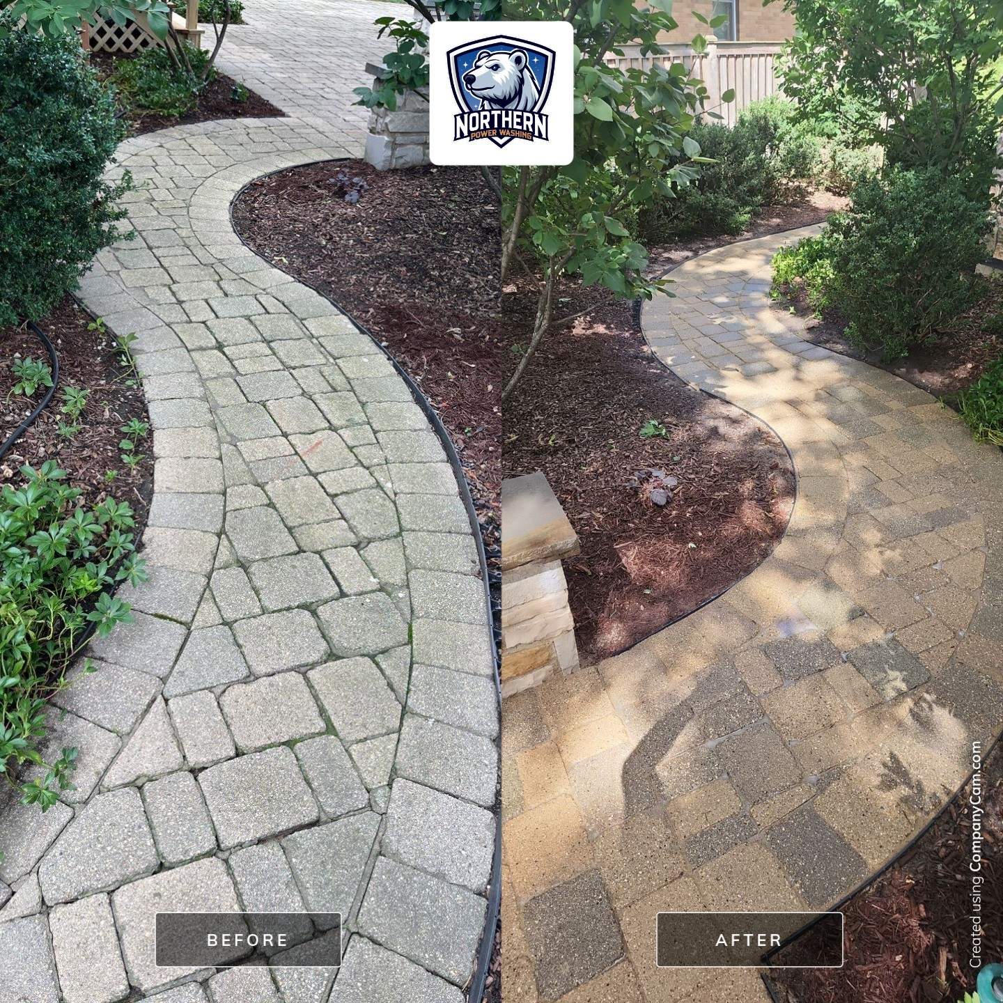 Brick paver cleaning and sanding. by Northern Power Washing LLC.