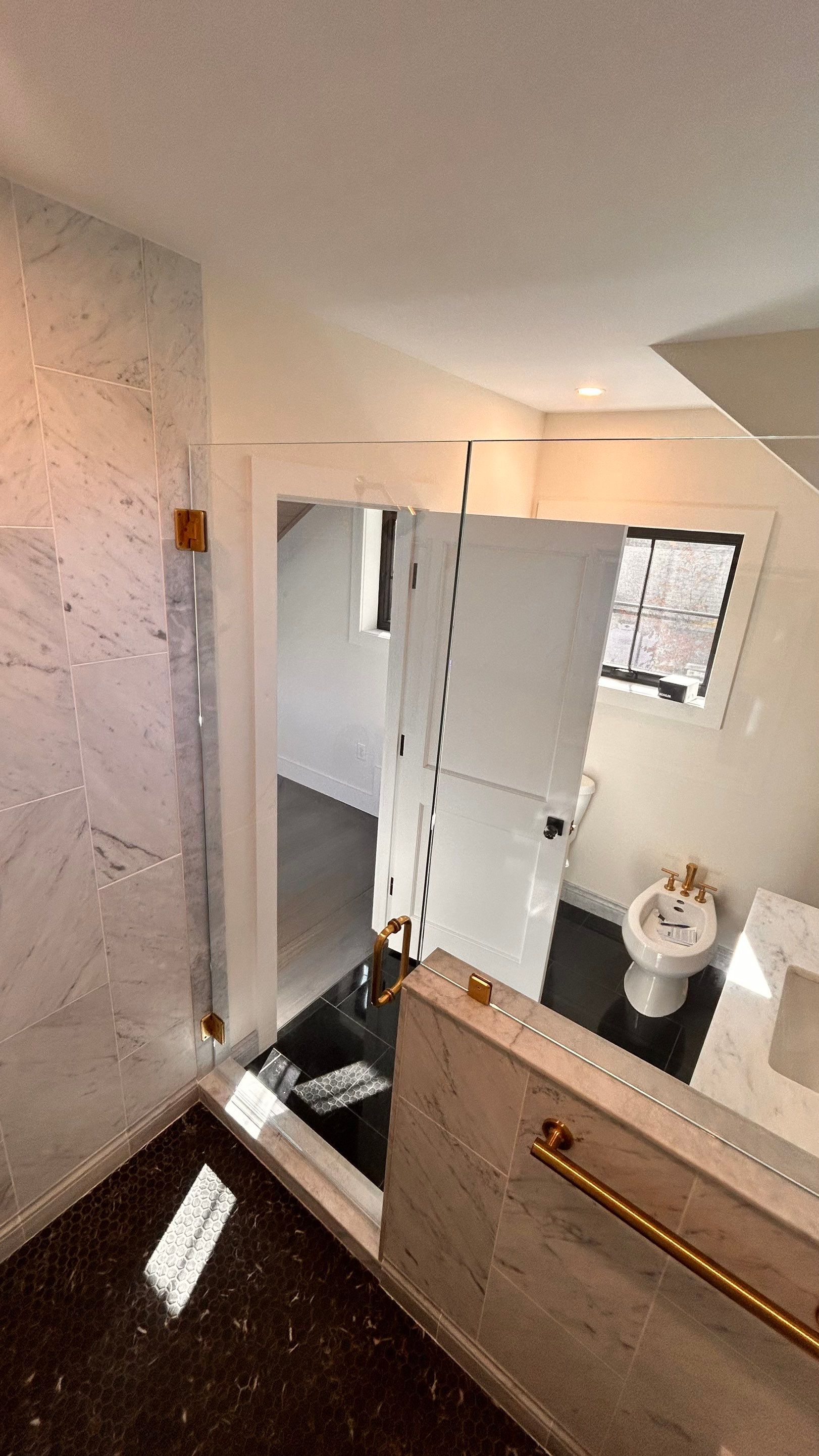 Frameless Shower Enclosure & Glass Top for Coffee Table by Cheshire Glass Company