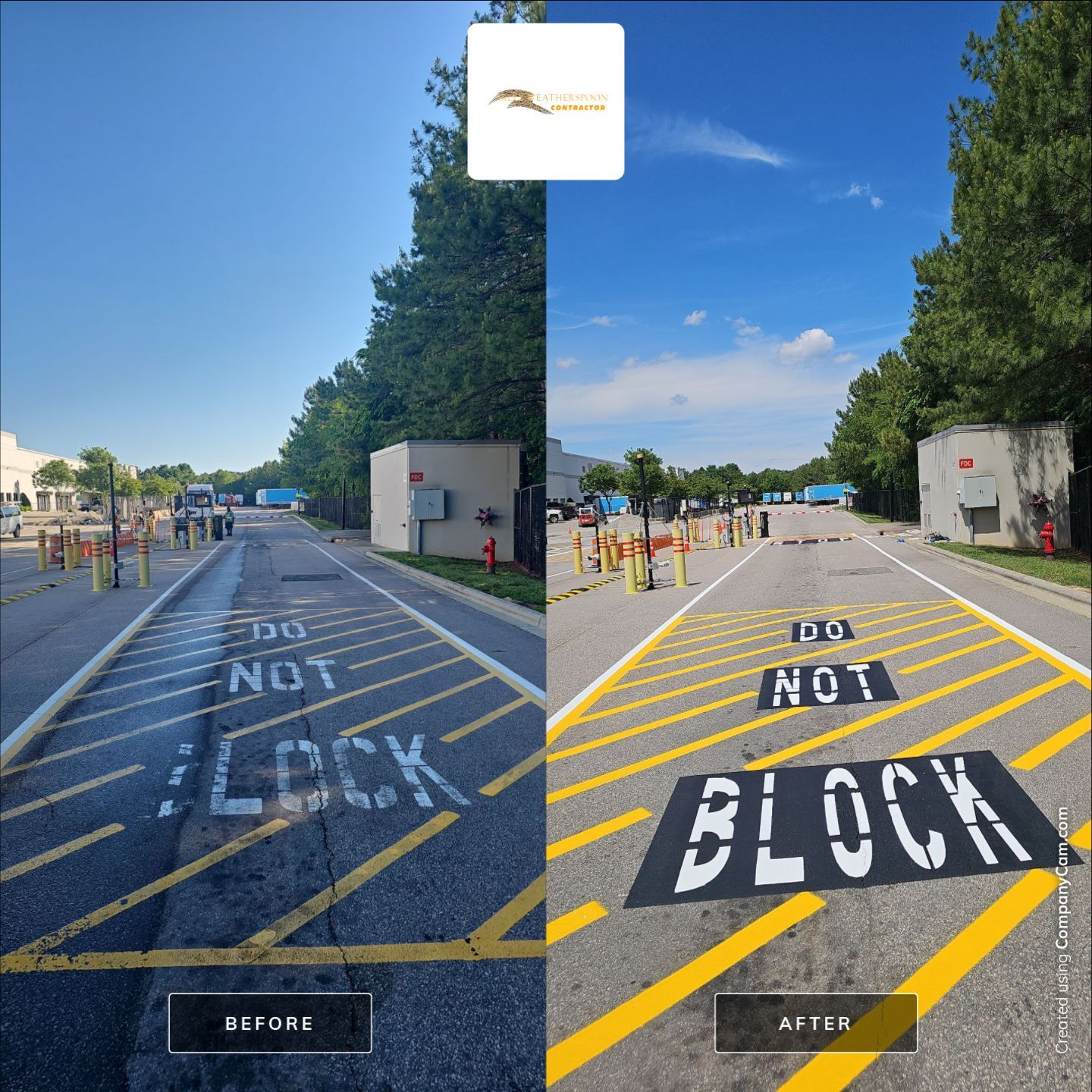 Striping Amazon Parking Lot  by Billy Weatherspoon Contractor
