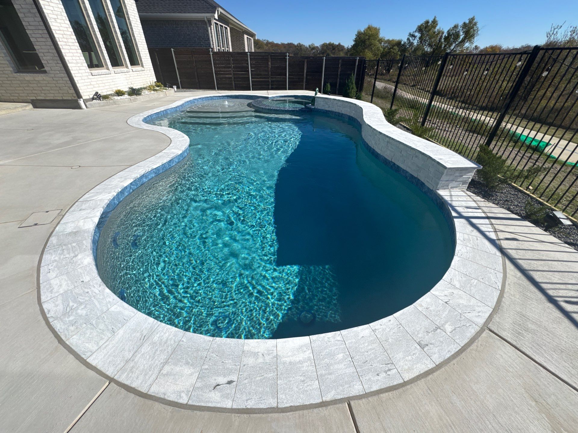 Freeform Pool with Raised Spa and Tanning Ledge by Pinnacle Pools and Spas - DFW